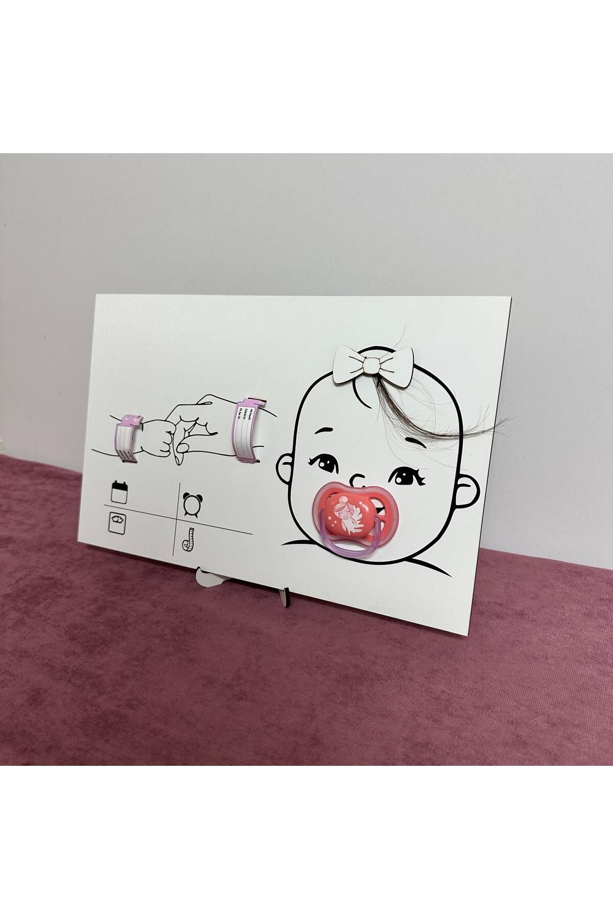 MUJA DEC Kişiselleştirilmiş Doğum Hatıra Panosu - Emzik, Test vb. ile Özelleştirin 30x19 cm büyük ideal boyut