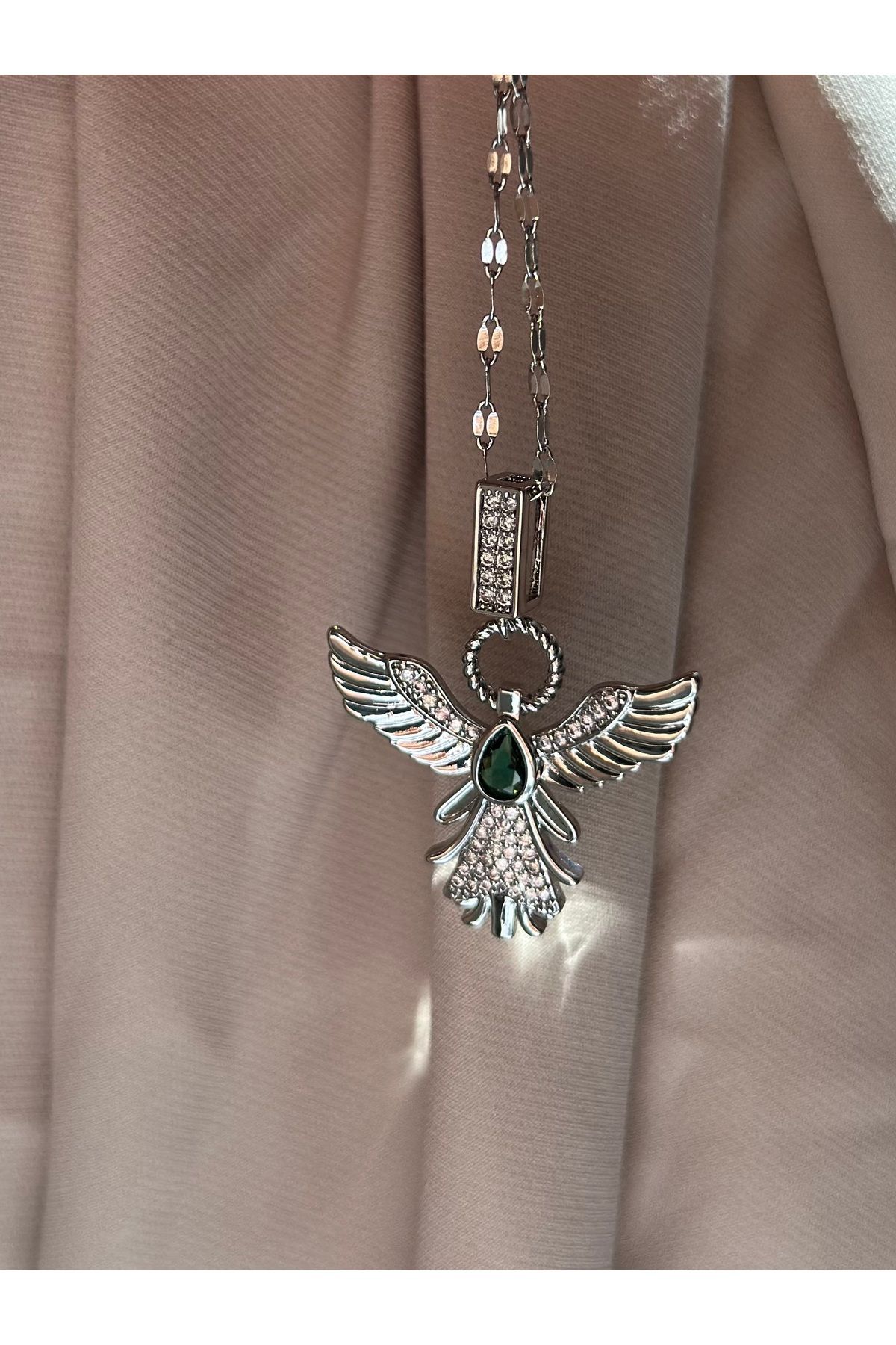 Liyajewellery Anka Kuşu Çelik Taşlı Kolye (316L)