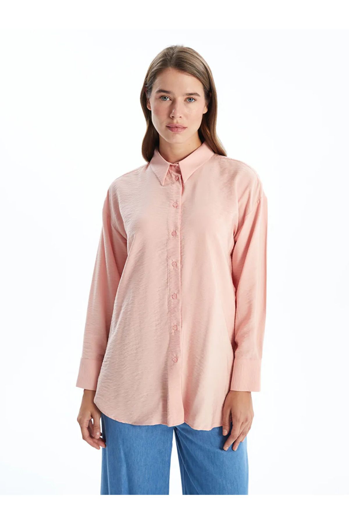 LC Waikiki LCW Modest Pembe Oversize Kadın Gömlek Tunik