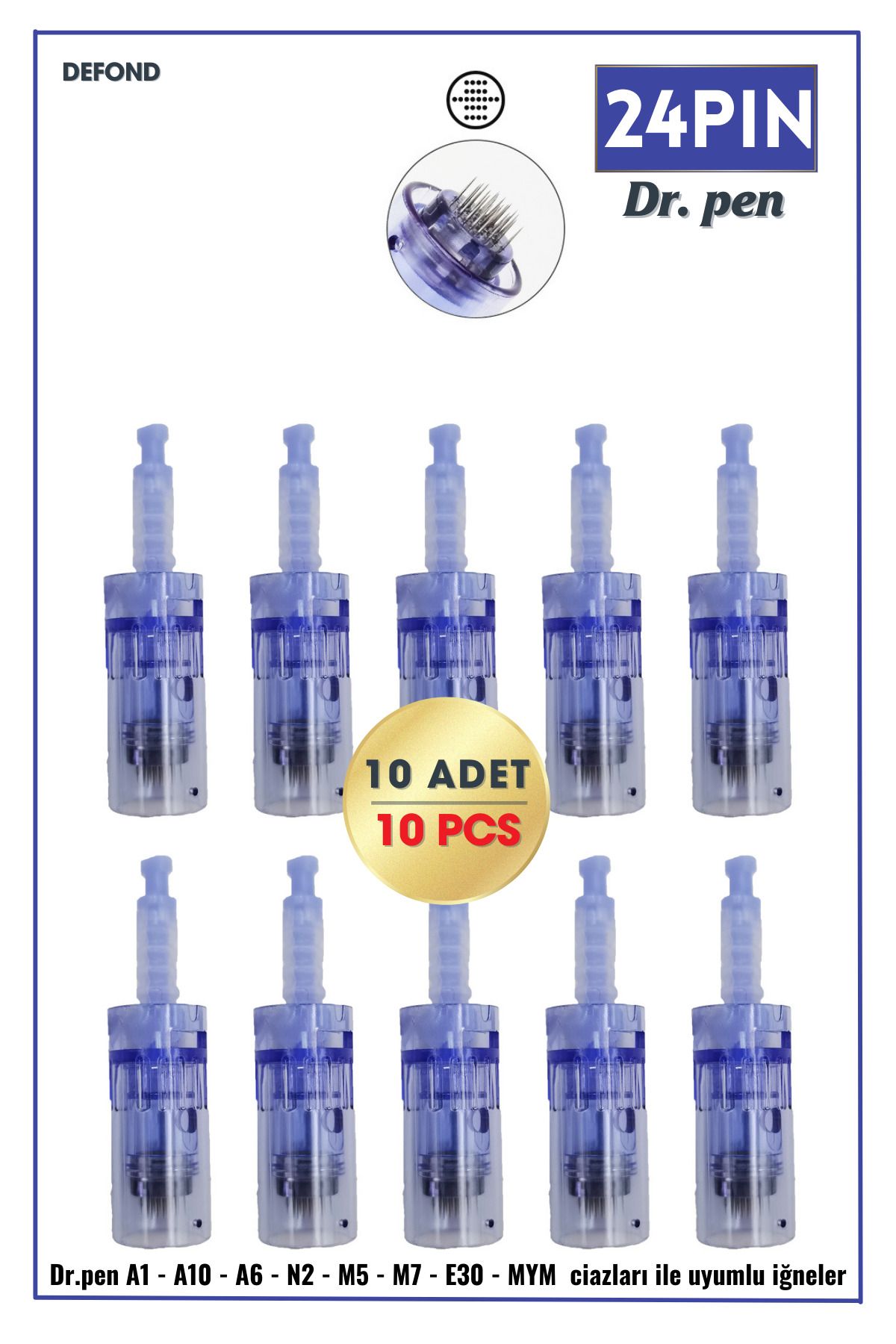 DEFOND Dr Pen A6-a10-a1-n2-m5-m7-e30-mym Uyumlu Iğneleri 10 Adet 24 Pin
