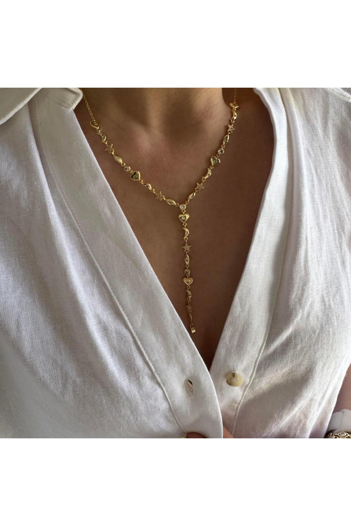 Venus Design Çelik kalp - Yıldız - Ay Y Kolye