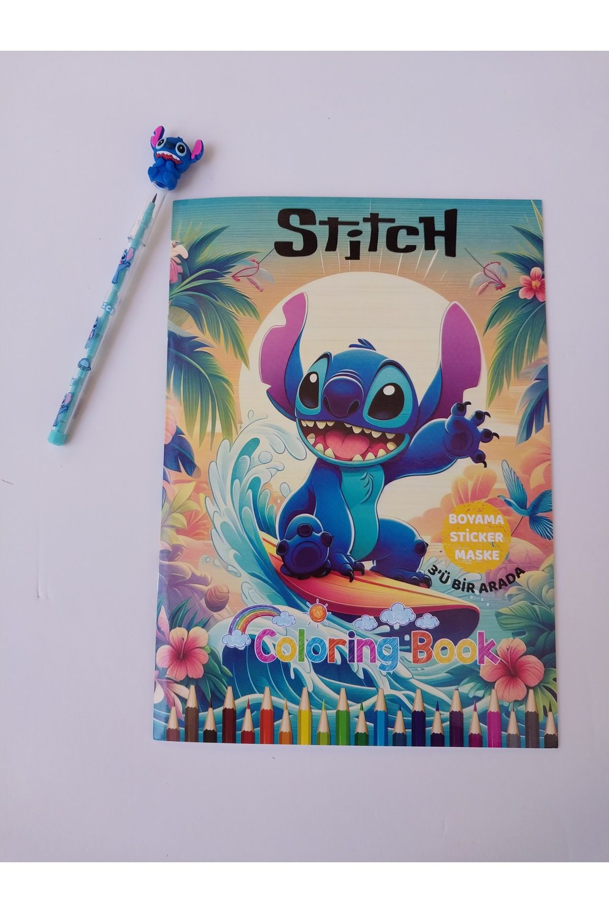 KIRTASİYEM Stitch Stickerlı Boyama Defteri ve Yumurtlayan Kalem