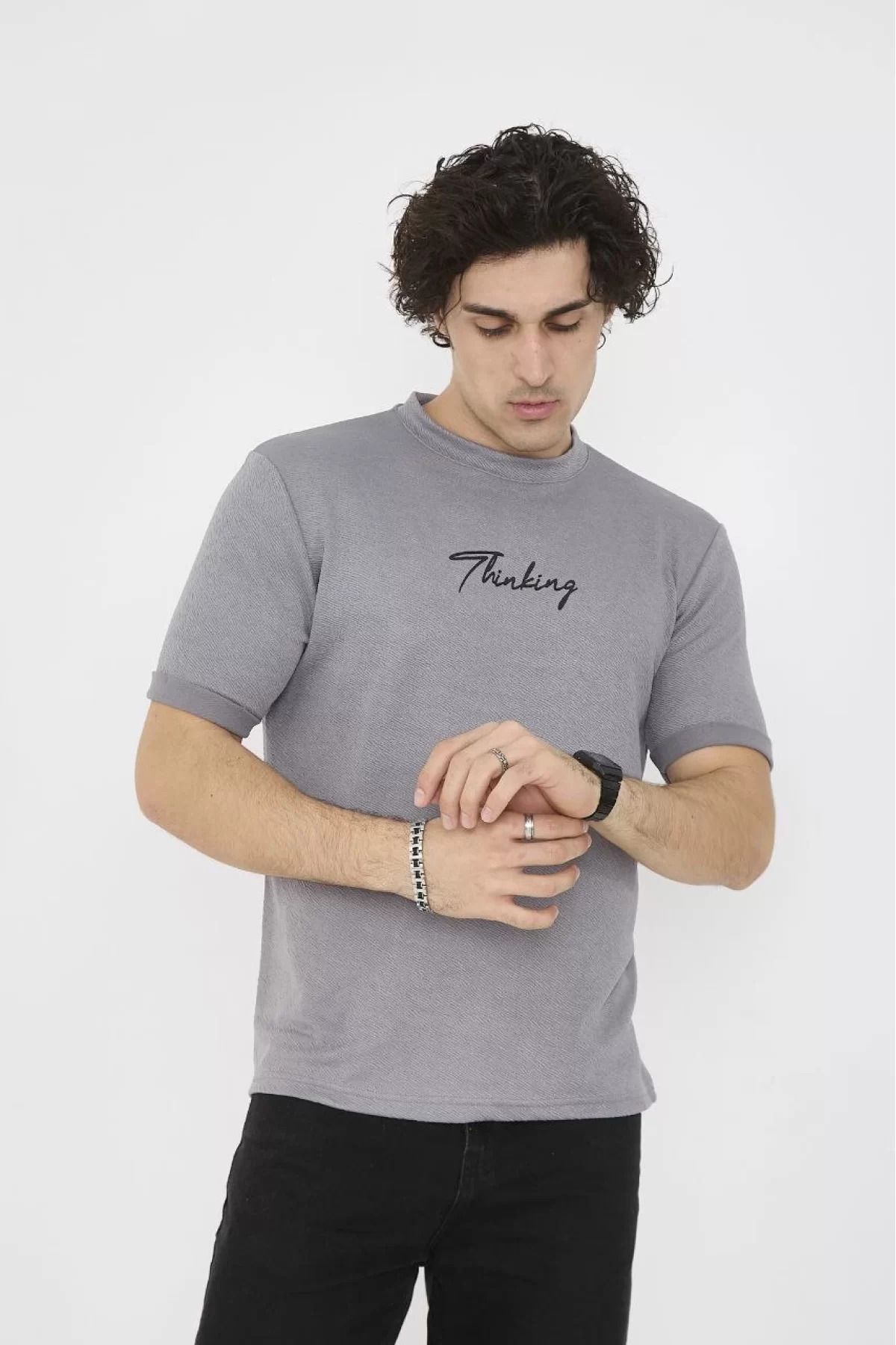 İndigo Park Erkek tişört modelleri Unisex Bisiklet Yaka Slim fit T-Shirt