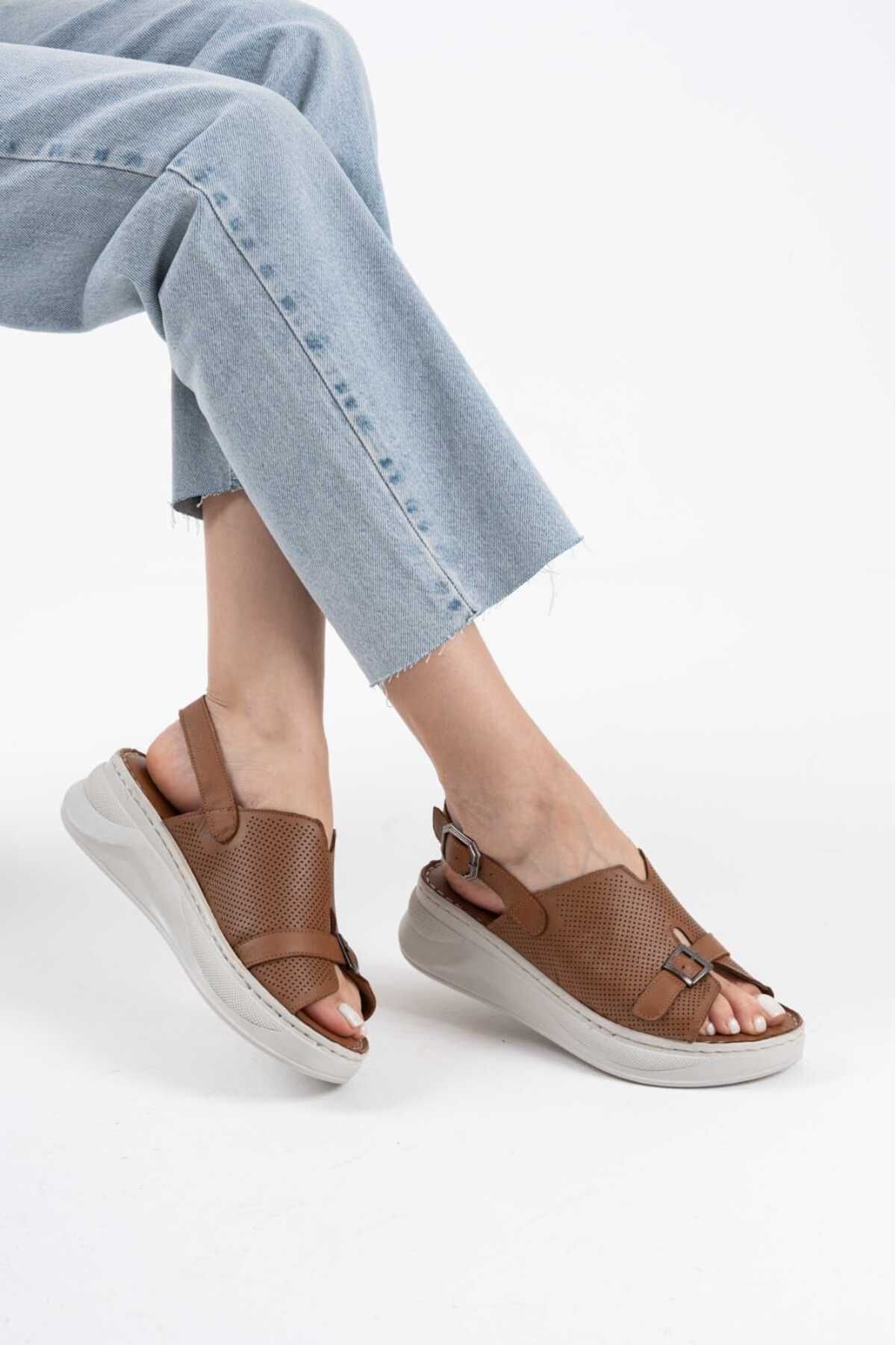 Halat Shoes Kadın Hakiki Deri Klasik Sandalet HLT-201