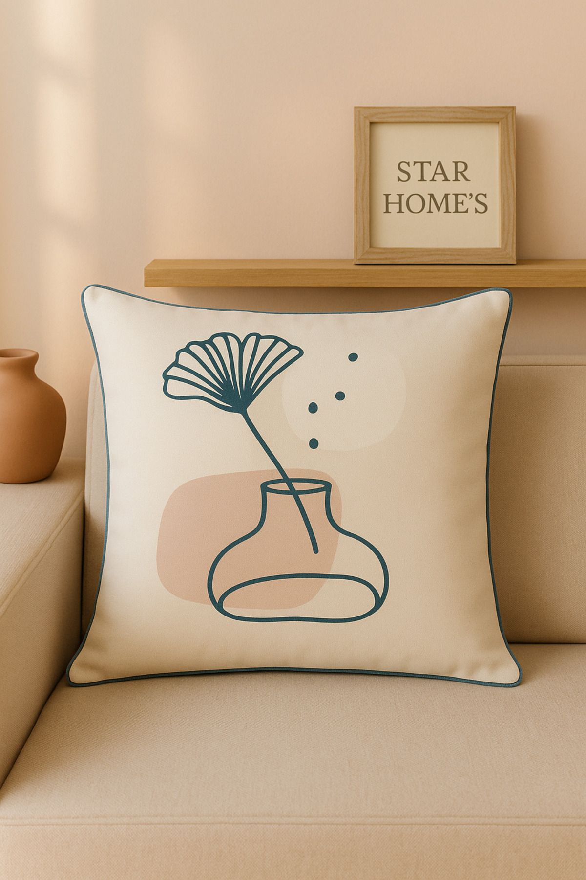 YILDIZ DİJİTAL HOME Çiçek Desenli Modern Yastık Kılıfı 43x43 cm | Minimal Dijital Baskılı Kırlent Kılıfı - Star Home’s