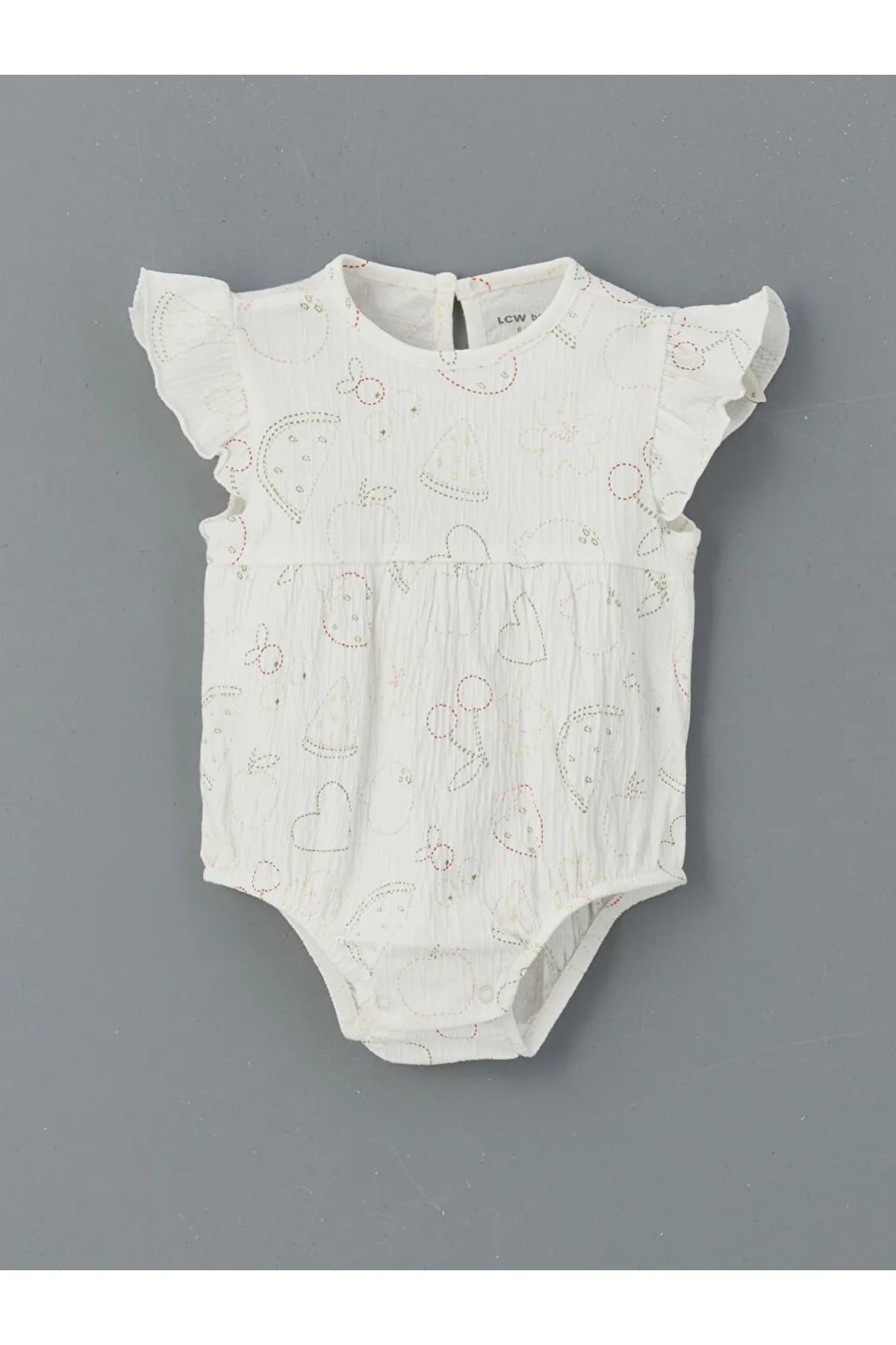 LC Waikiki LCW baby Ekru Baskılı Kız Bebek Çıtçıtlı Bodysuit