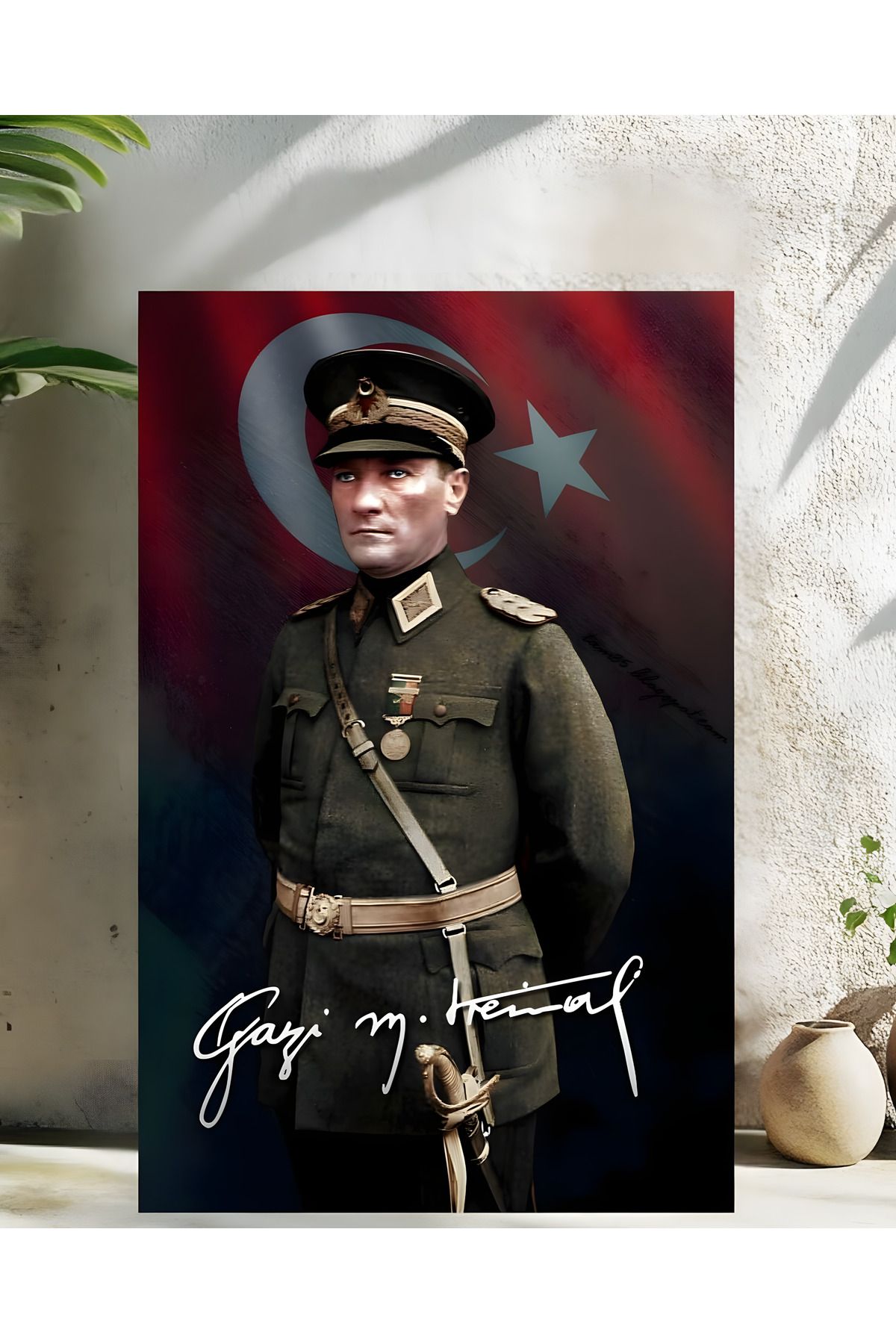 Levhane Mustafa Kemal Atatürk Metal Tablo - Modern & Klasik Portre Tasarımı - 1 mm Alüminyum - UltraHD Baskı