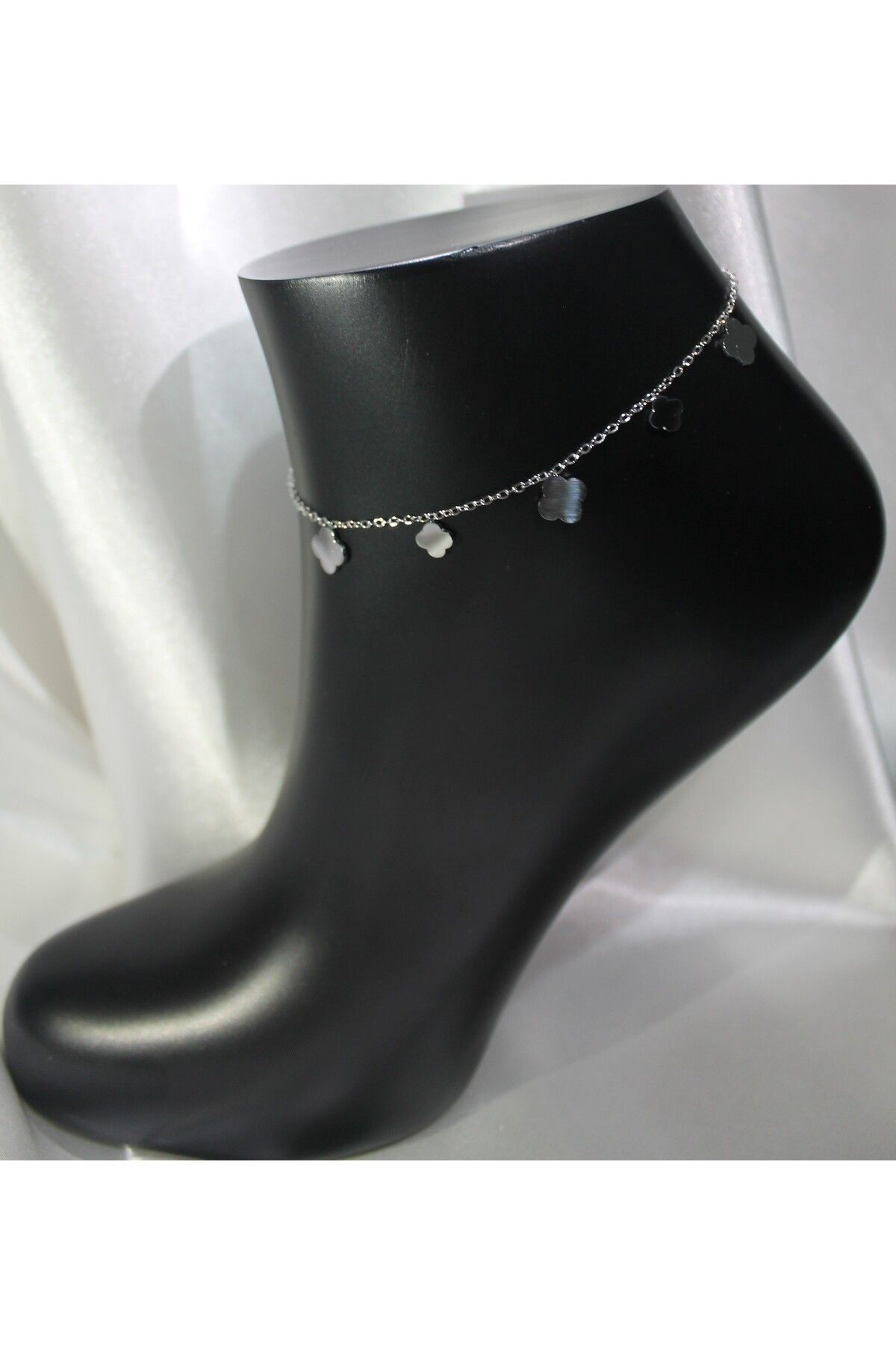TEDDY JEWELLRY Yonca Detaylı Klasik Zincirli Silver Çelik Halhal