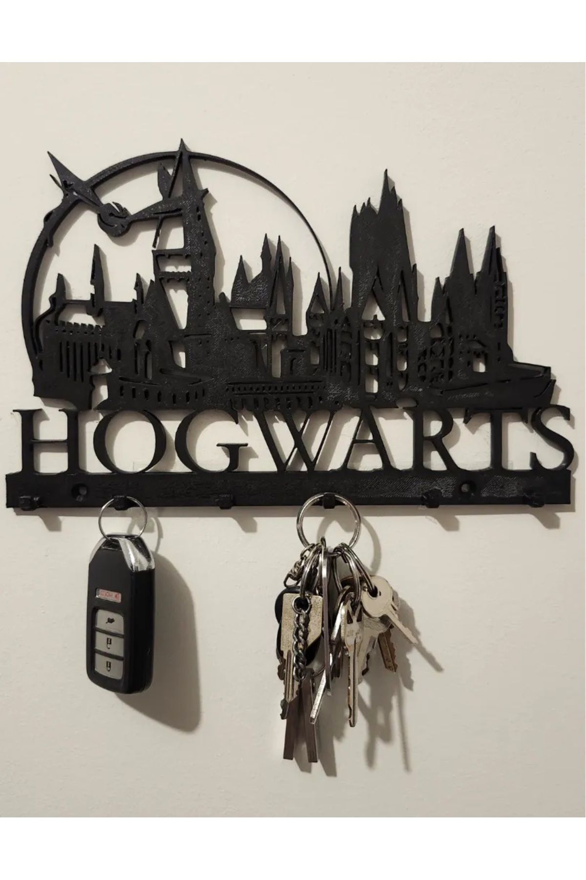 Home 3D Baskı - Hogwarts Temalı Duvar Tipi Anahtarlık - Dekoratif Kapı Girişi 6 Askılı Anahtarlık