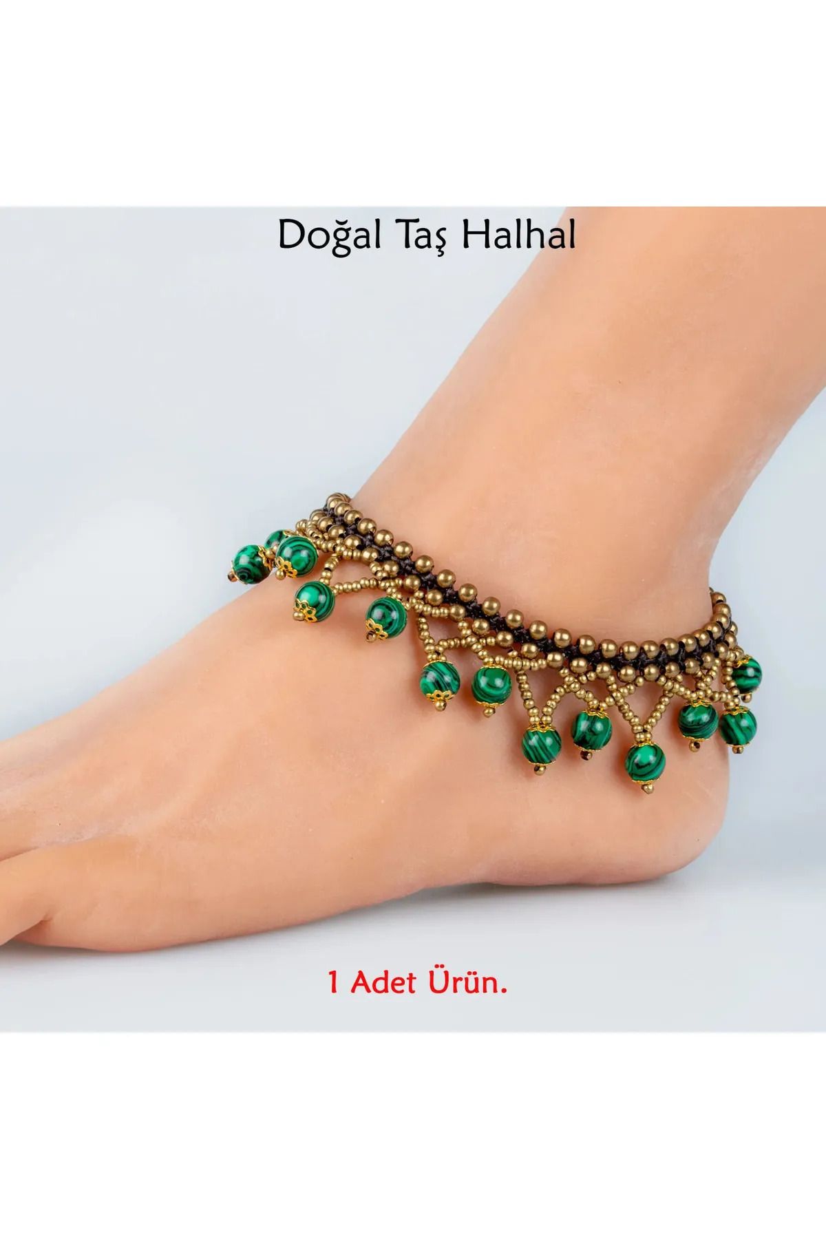byozanyılmaz YEŞİL DOĞAL TAŞLI HALHAL