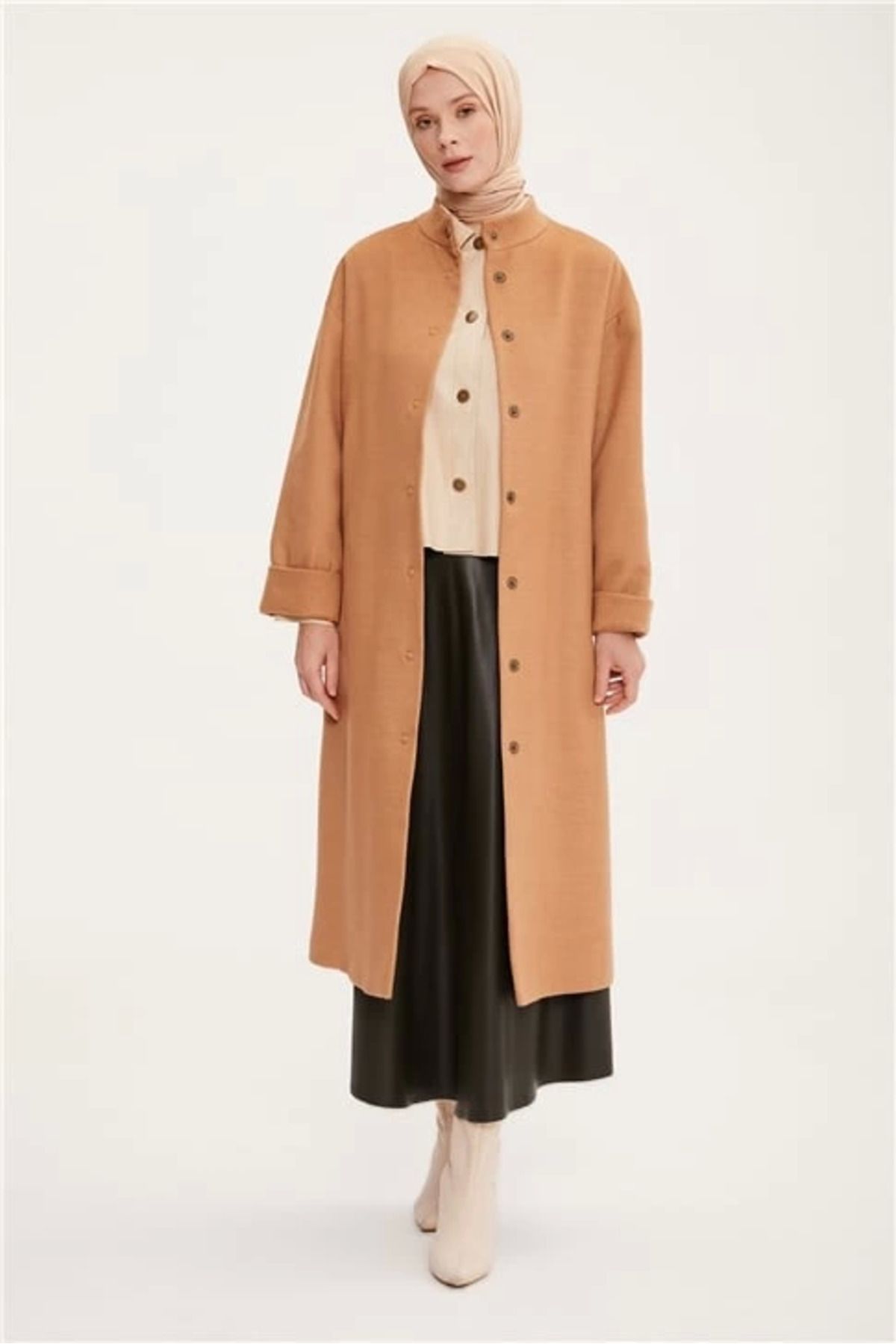 aradimtaradim Armine Arma Detaylı Kaşe Kaban 22K7819 Camel