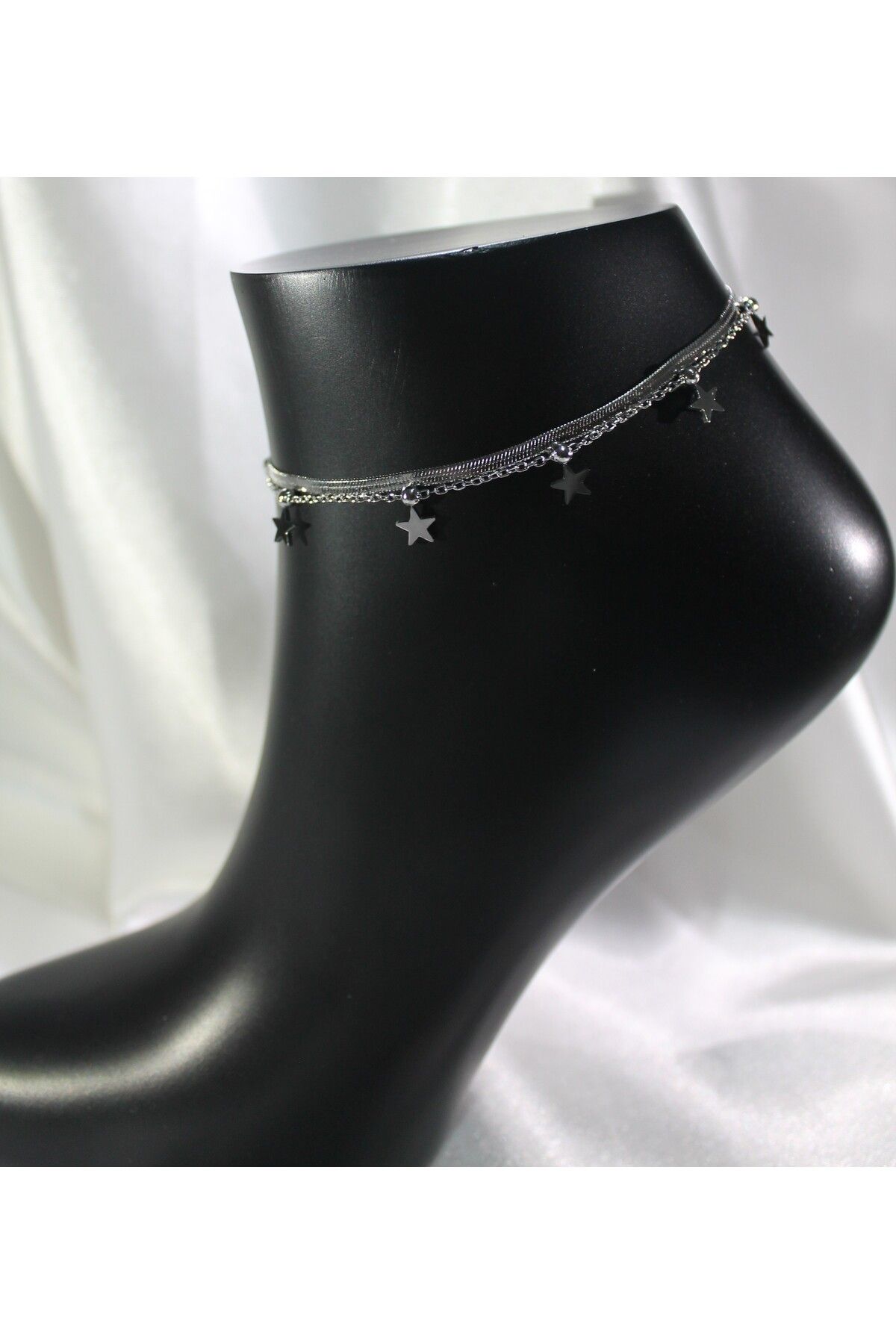 TEDDY JEWELLRY Yıldızlı İtalyan Zincirli 2 li Silver Çelik Halhal
