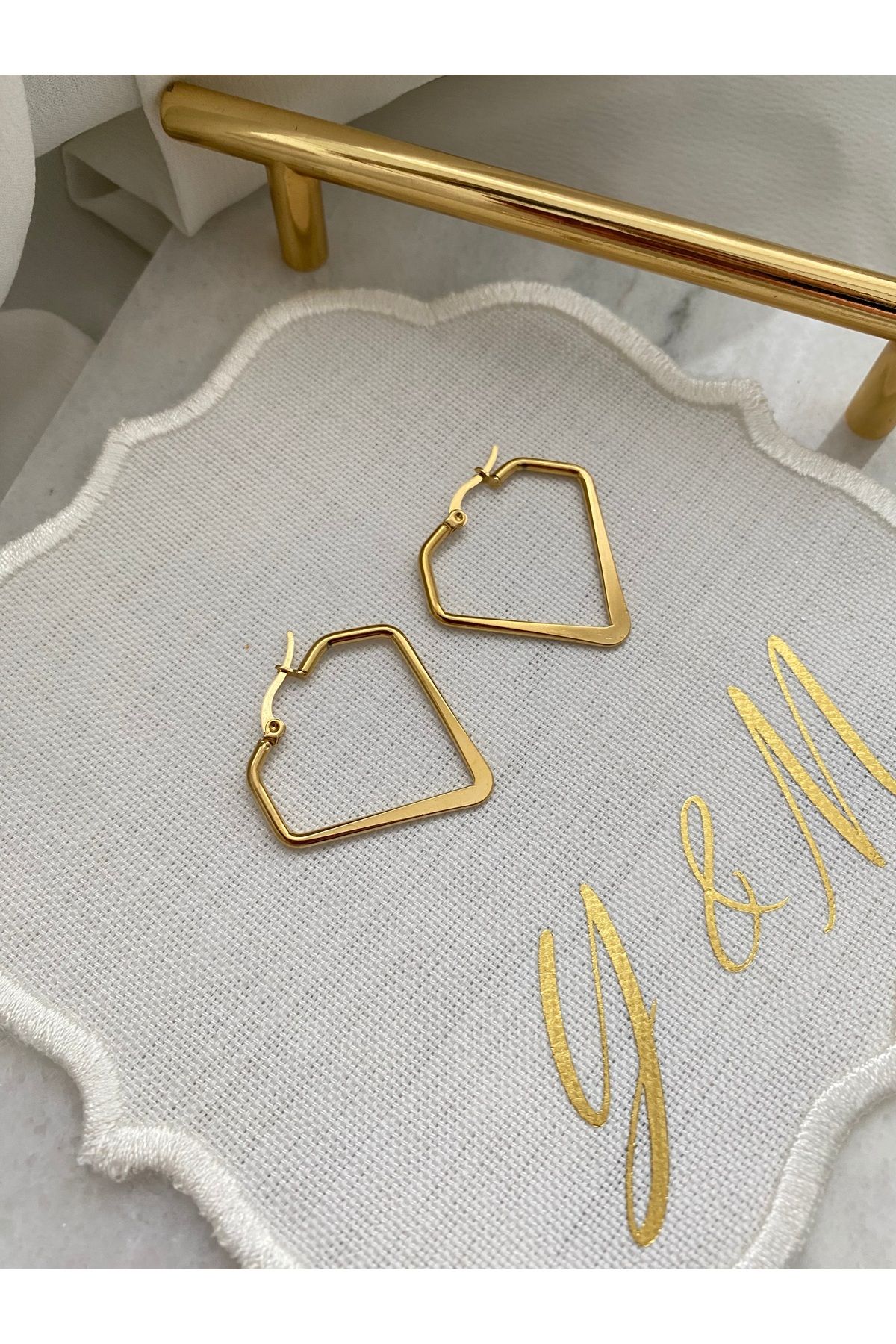 YM Çelik Ezme Diamond Küpe