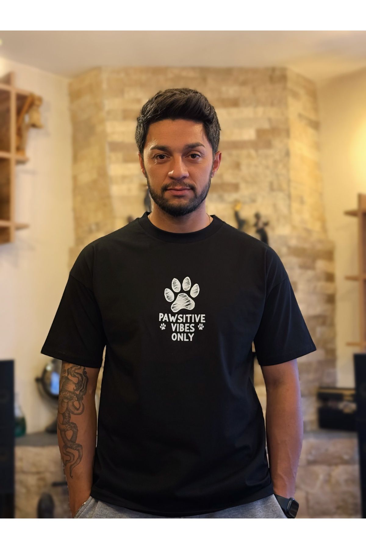 Store Unisex Oversize Tişört - Pozitif Patiler
