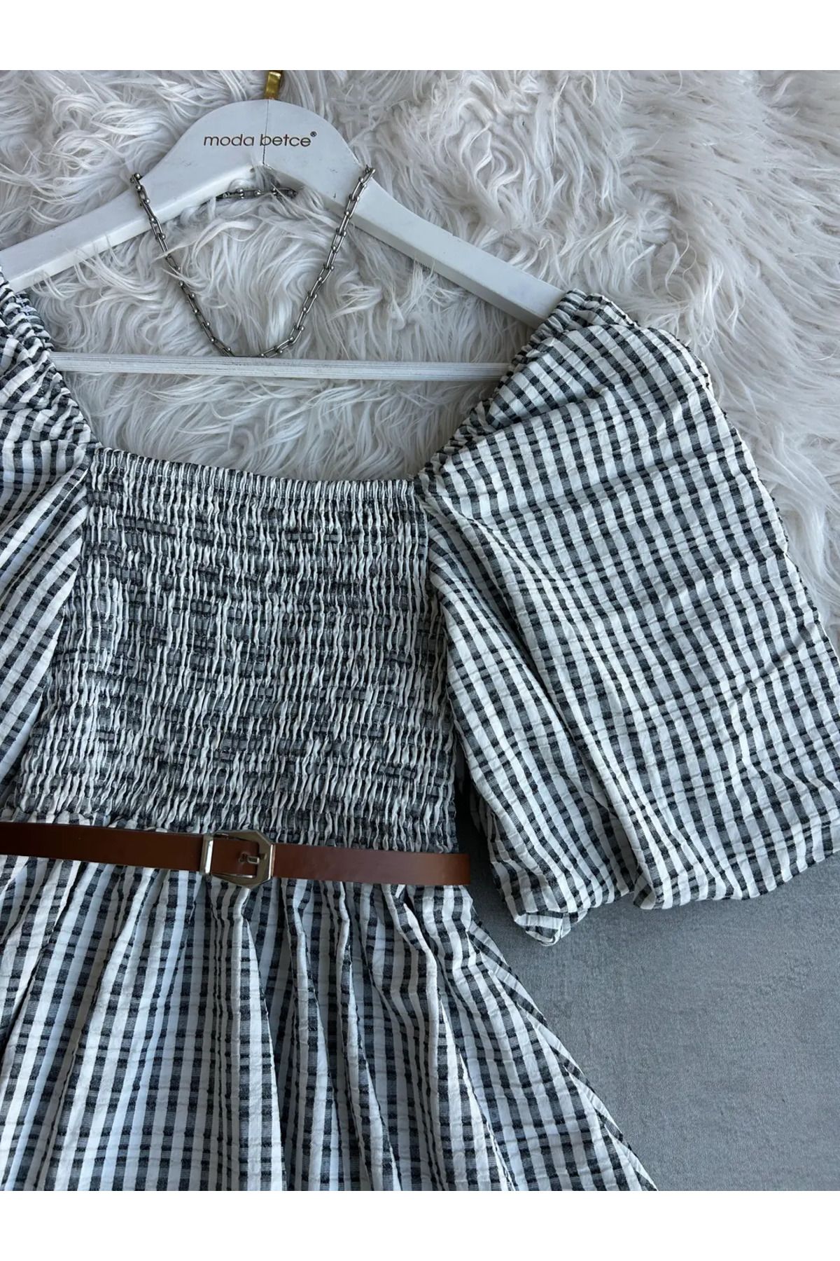 modabetce-Striped Balloon Slip Dress 3