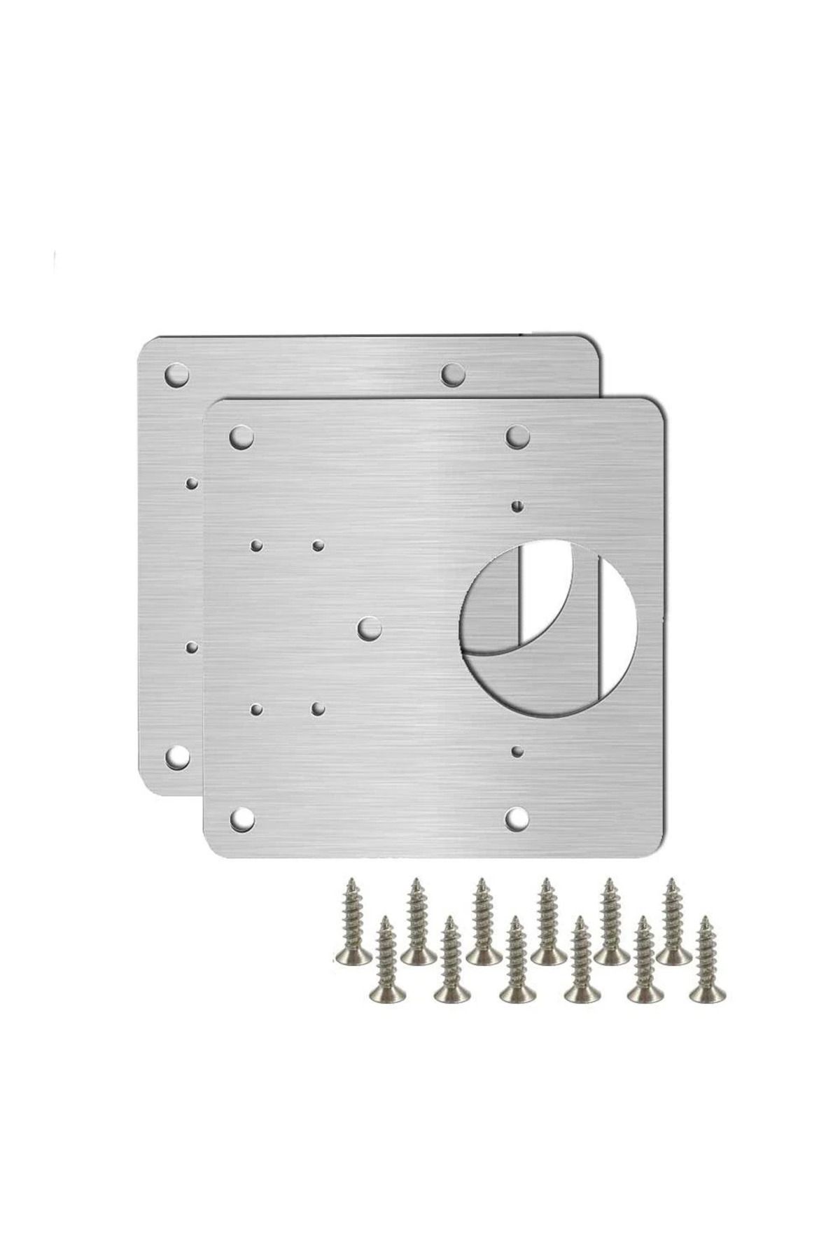 OEM Set De 2 Plăci De Reparare Pentru Dulapuri Cu Balamale, Oțel Inoxidabil, 90 X 90 Mm, Argintiu - One Size