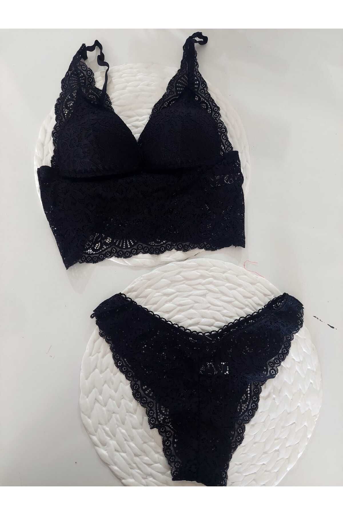 shop DANTELLİ SİYAH BRALET SÜTYEN TAKIMI