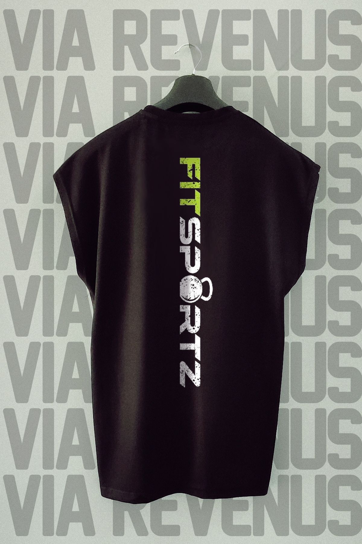 Vordevia FitSportzz Sırt Baskılı Sıfır Kollu Bisiklet Yaka Spor Tshirt