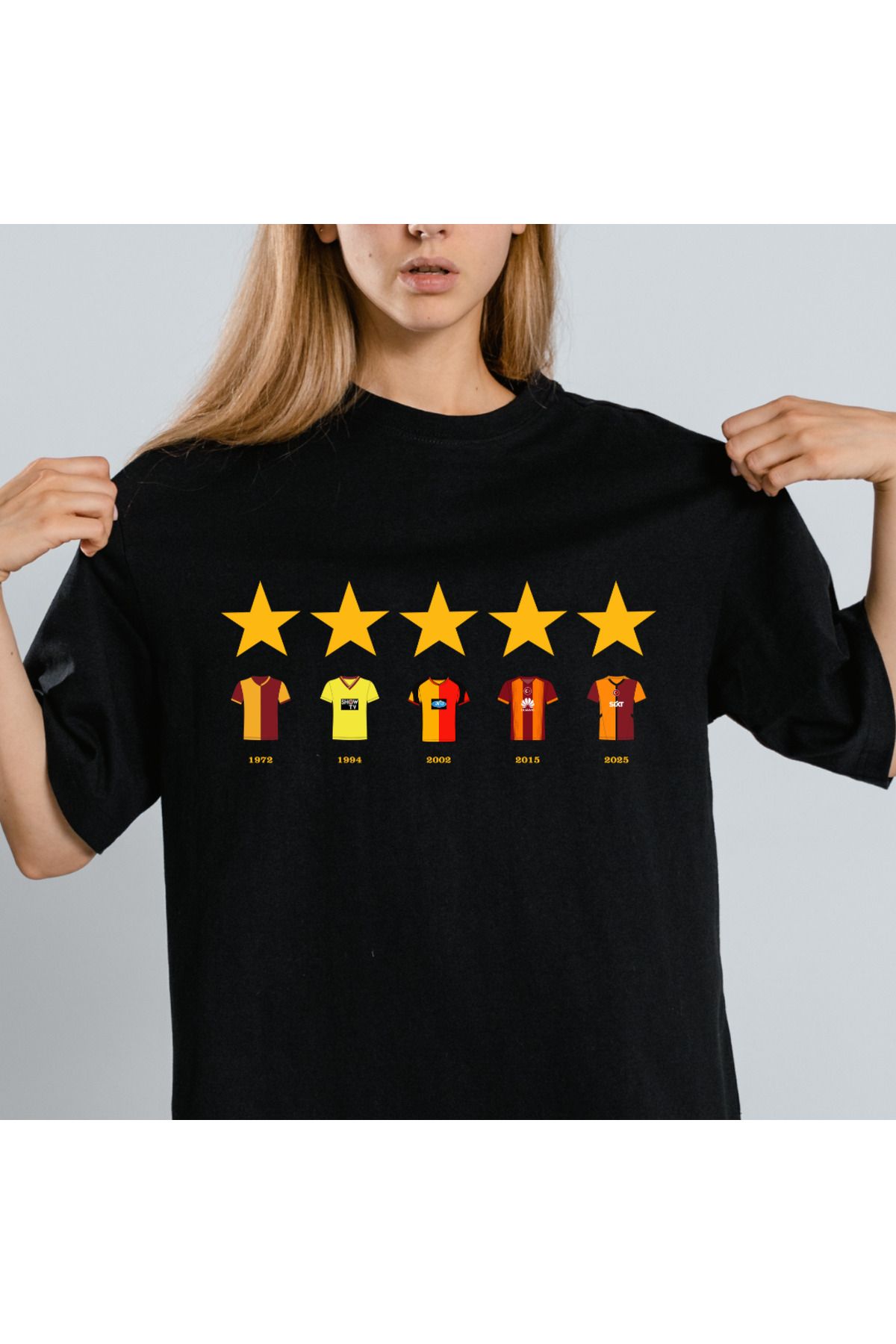Gala Stile Oversize 5 Yıldız Retro Forma Unisex Tişört