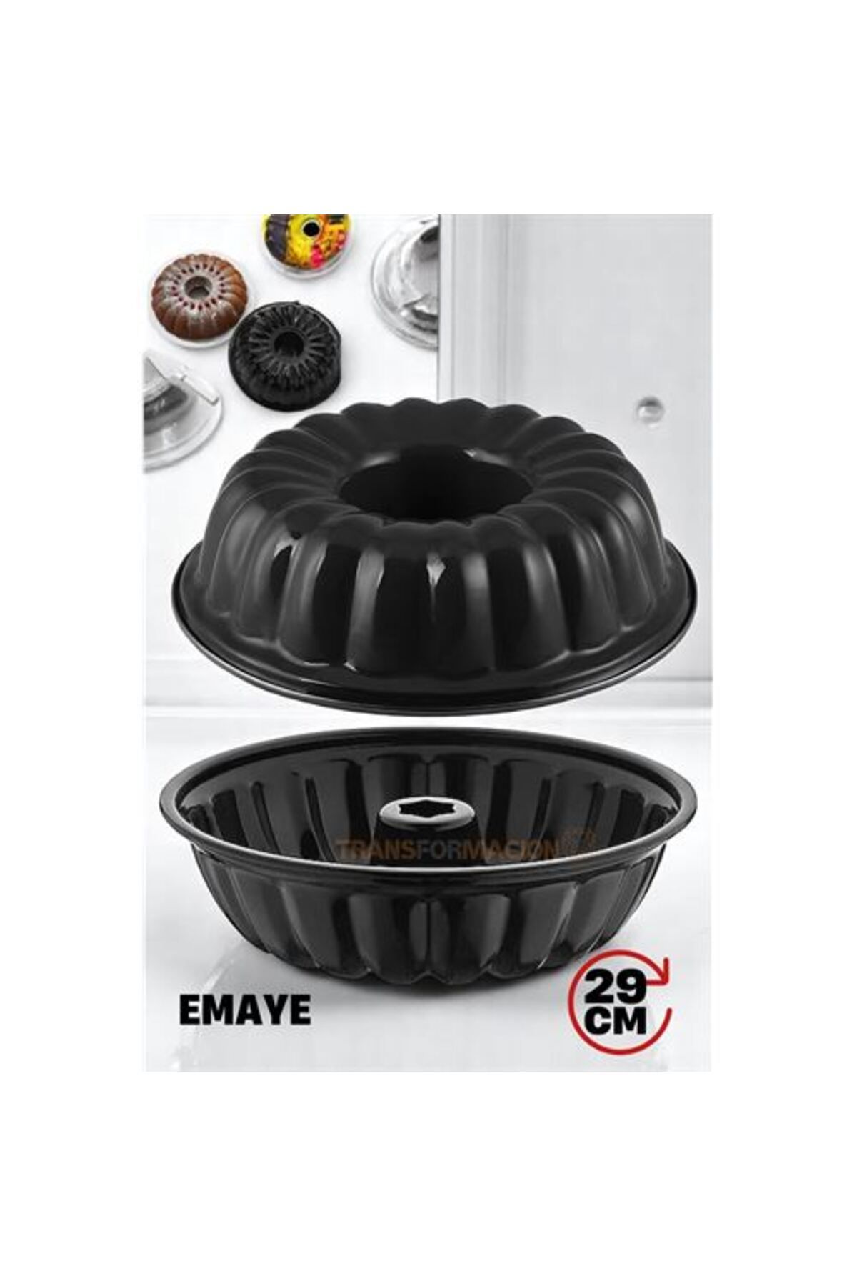 Ladesmedya ModaCar Emaye Kek Kalıbı - Yapışmaz Siyah Emaye Kek Kalıbı 29 CM