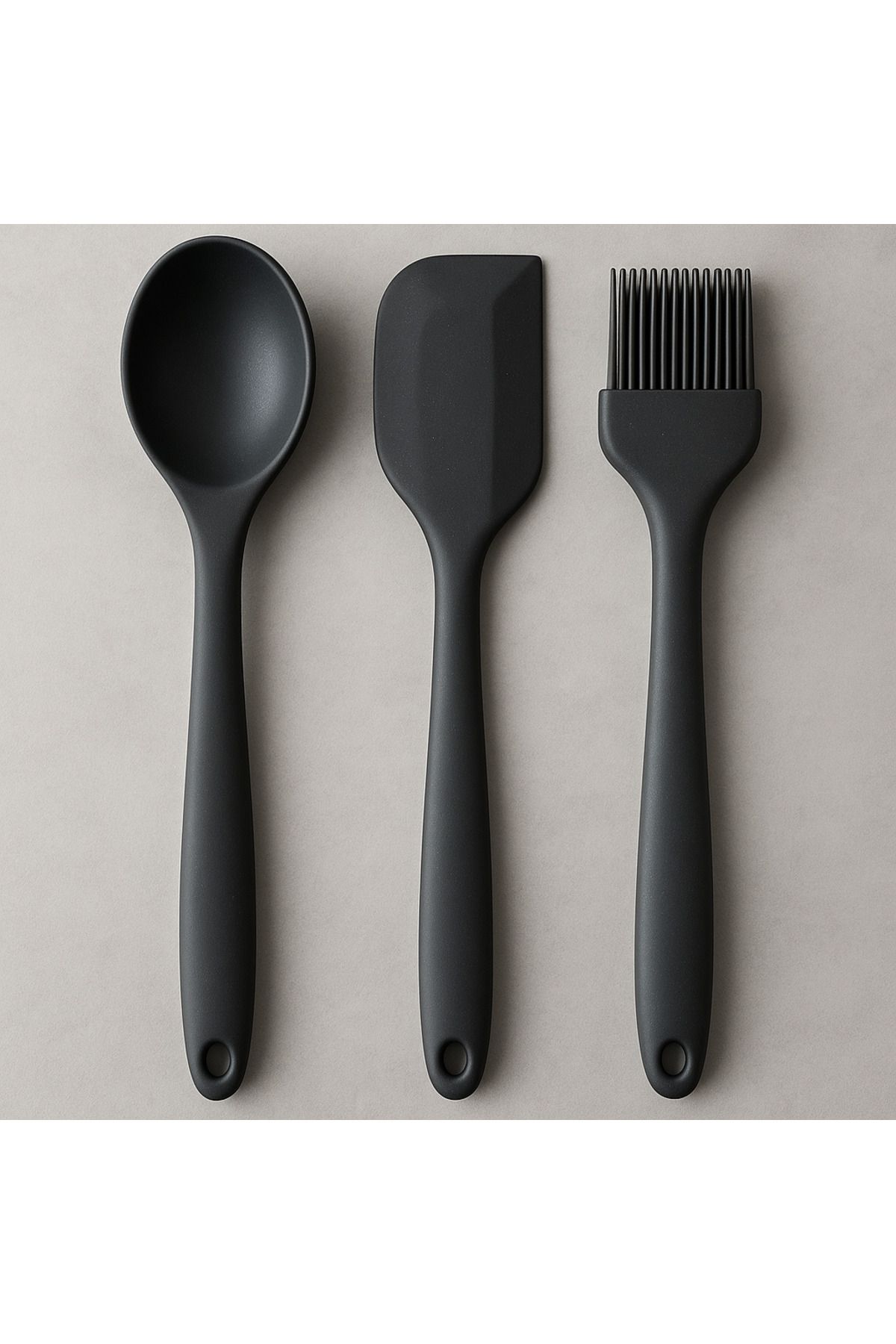 Home Silikon large spatula kaşık fırça seti 3 lü yanmaz yapışmaz mutfak gereçleri
