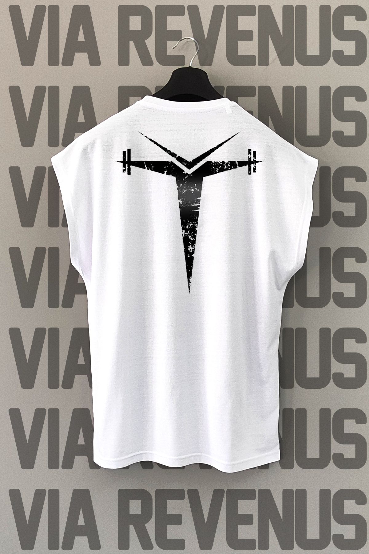Vordevia Fitness Sırt Baskılı Sıfır Kollu Bisiklet Yaka Spor Tshirt