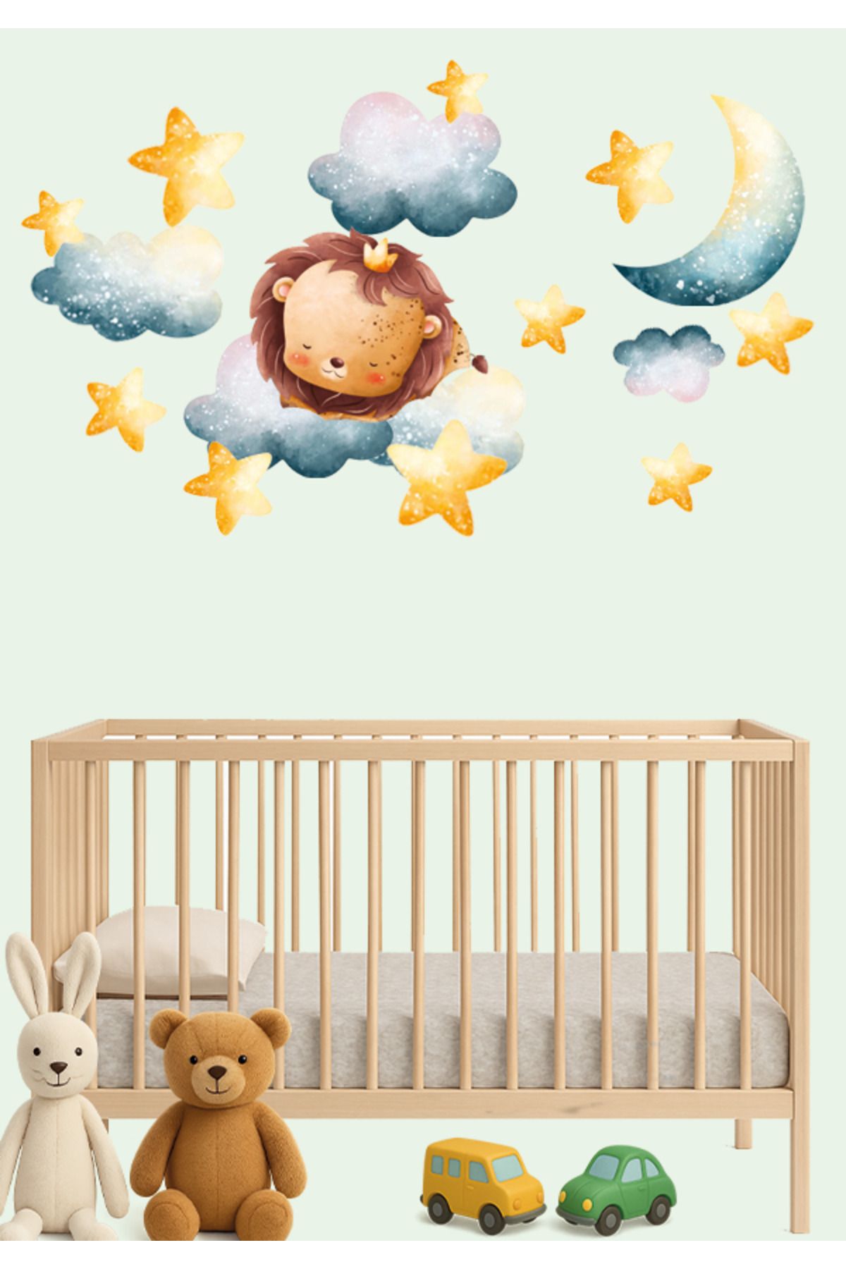 Natureplaydesign Sevimli Aslan Kral Çocuk Ve Bebek Odası Duvar Sticker 50/50 ölçüsünde