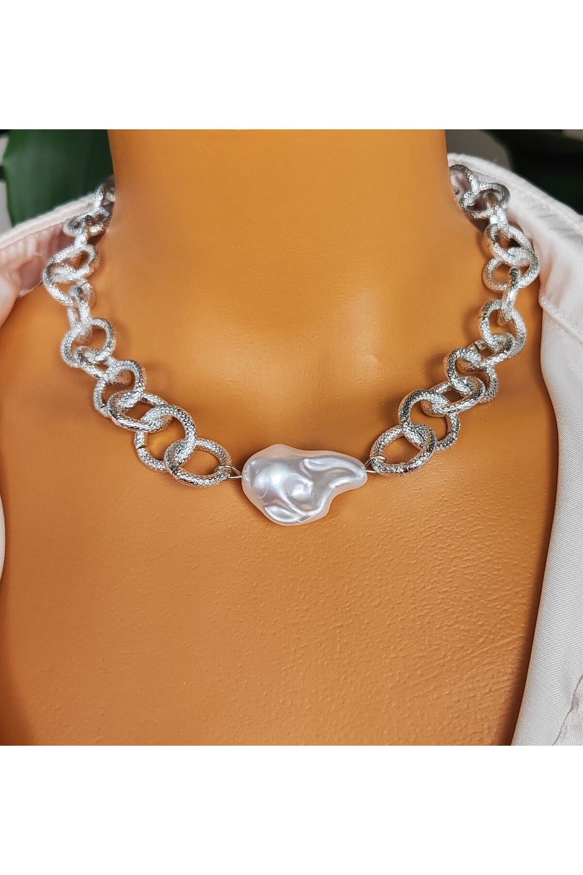 Goşenefmafe Barok İncili Choker Kadın Kolye