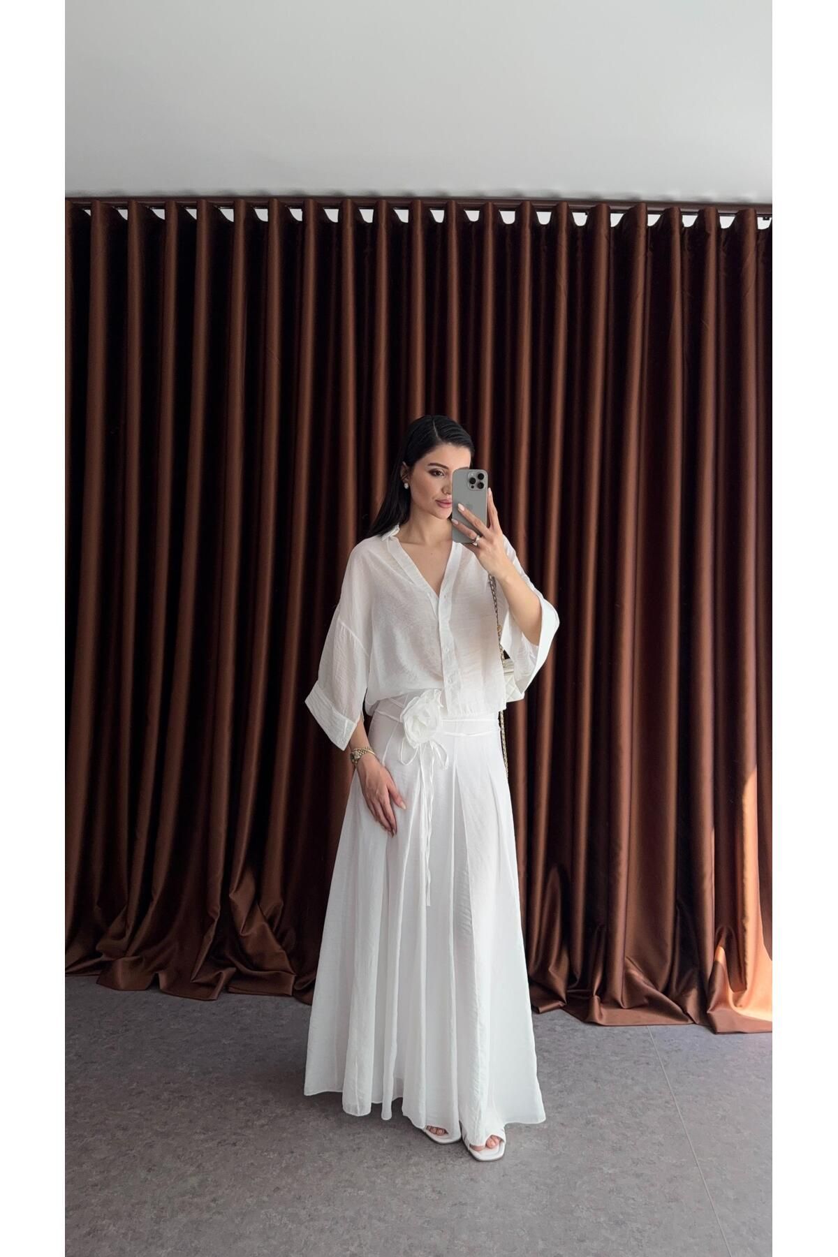 HAZELANNA Güllü Premium Beyaz Takım