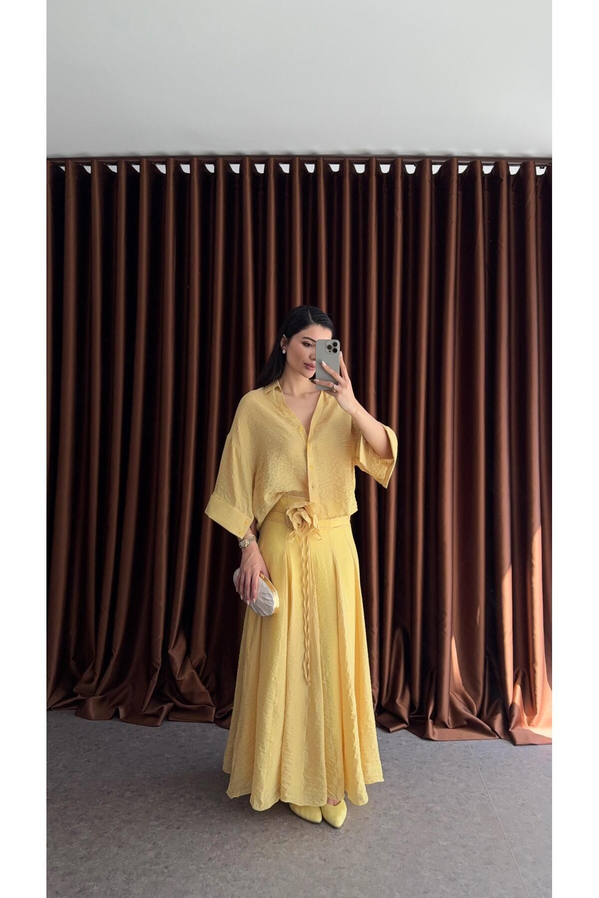 HAZELANNA Güllü Premium Sarı Takım