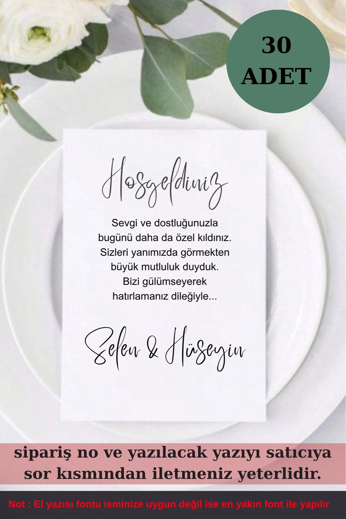 Emtory Home 20 Adet Masa Kartı - Nişan Masa Kartı - Düğün Masa Kartı - 10x15 Kalın Kart 1.hamur
