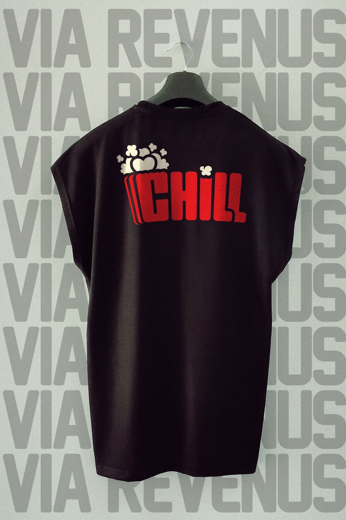 Vordevia Chill Sırt Baskılı Sıfır Kollu Bisiklet Yaka Spor Tshirt