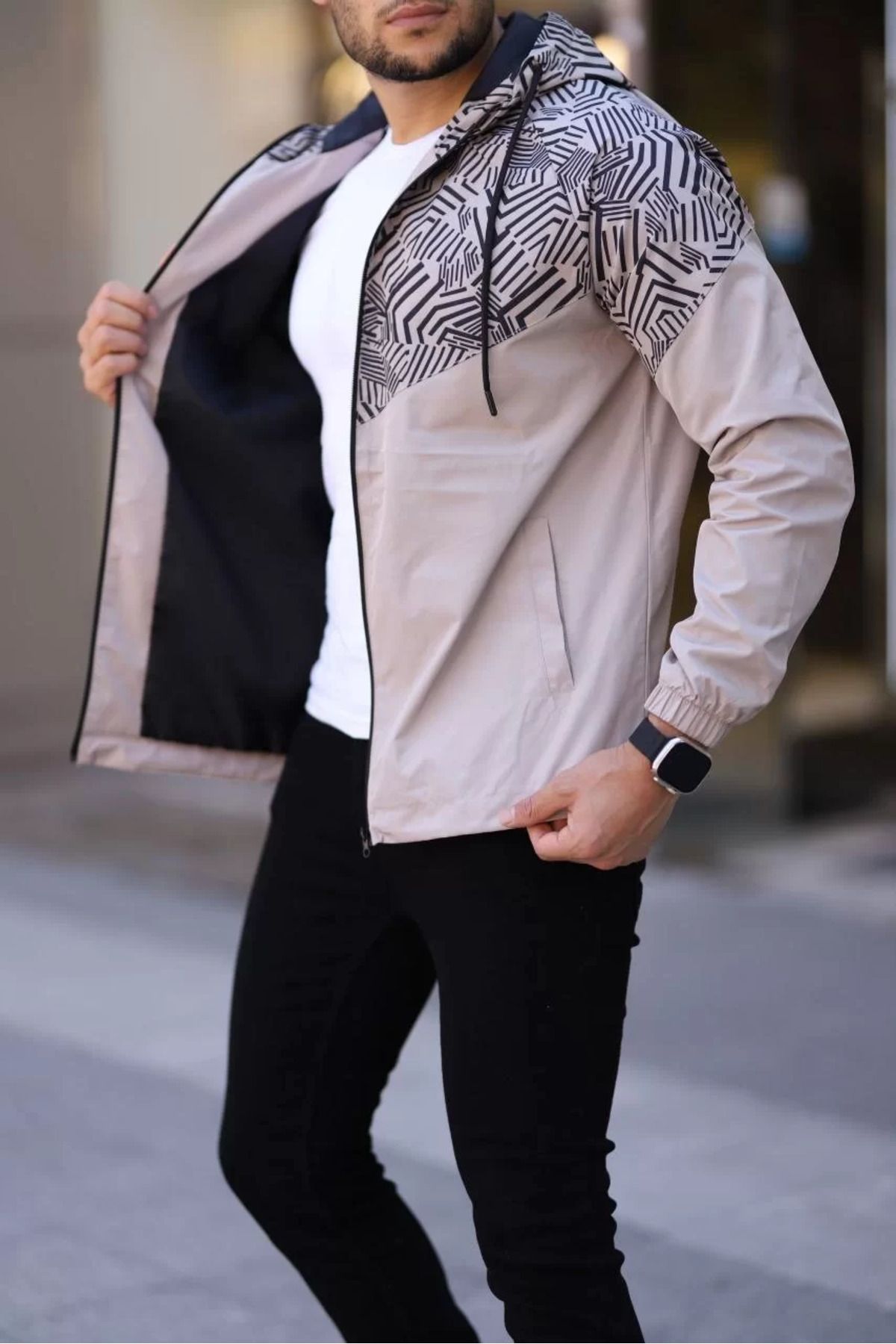 FantaziAtölyesi Unisex Kapüşonlu İçi Astarlı Yağmurluk - Bej