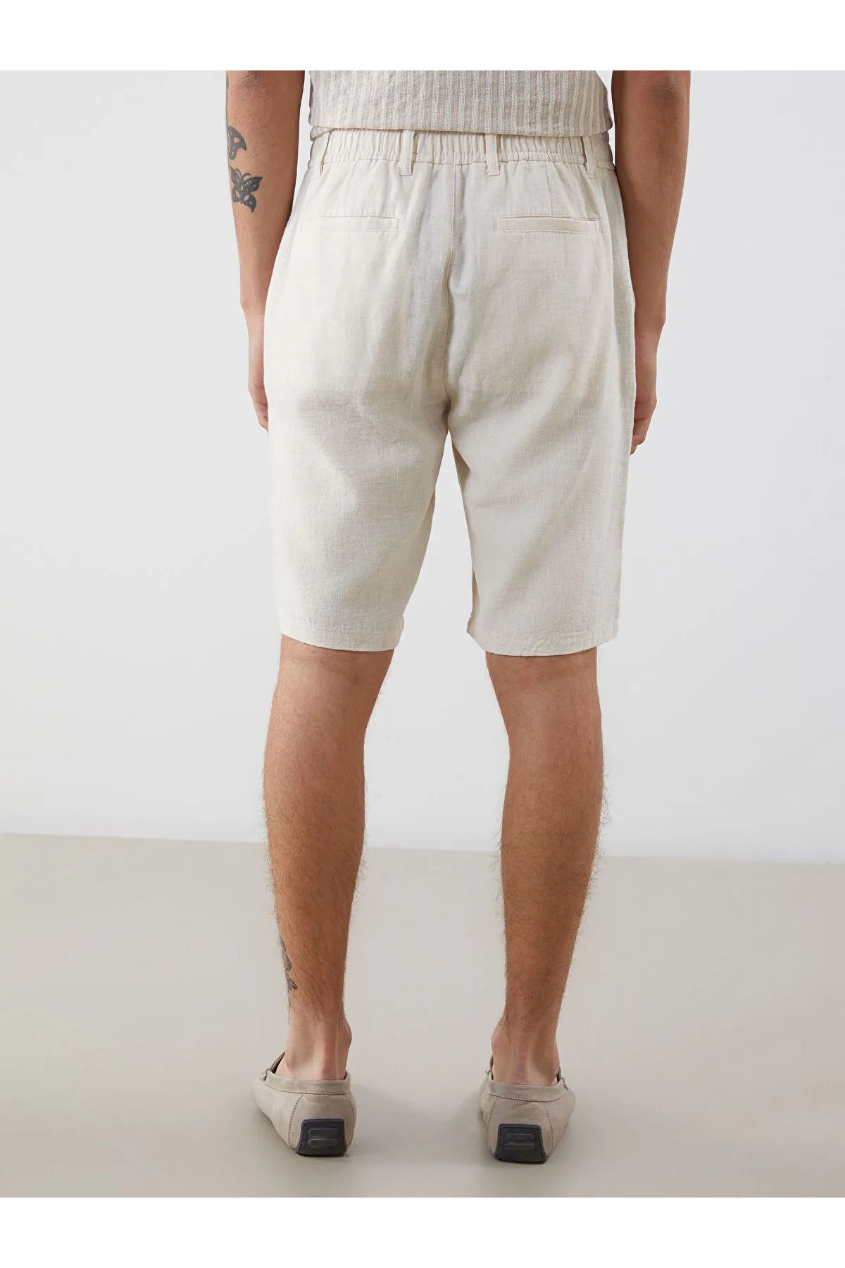 LC Waikiki-Ανδρικό σορτς Standard Mold Linen Blend 5