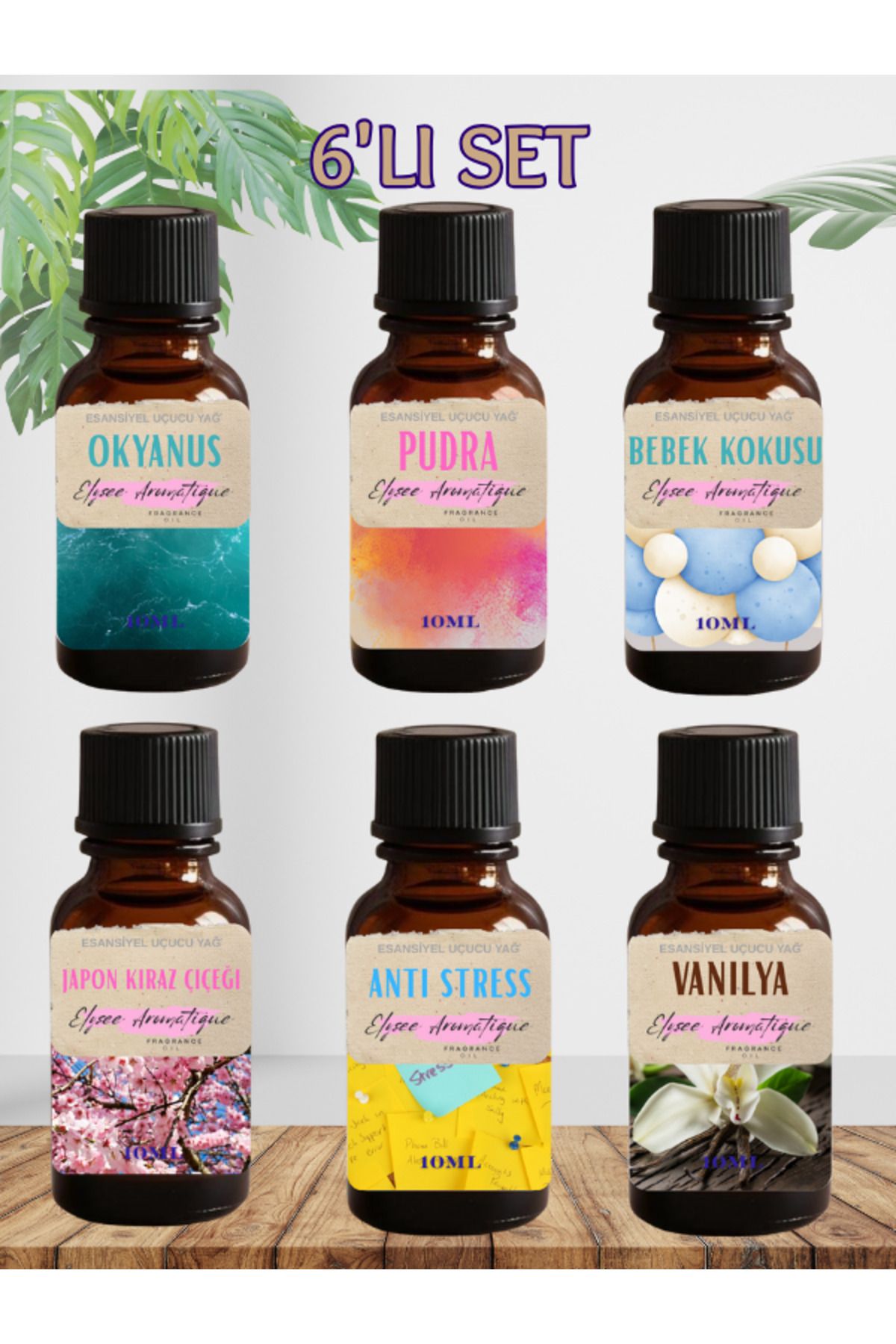 Elysee Aromatique 6'lı Set Esansiyel Uçucu Koku Yağı Difüzör Esansı Buhurdanlık Yağı Aromaterapi Yağı