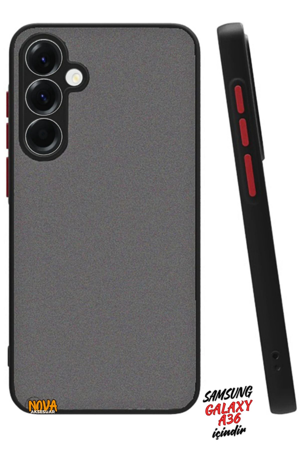 cepmoda SAMSUNG GALAXY A36 - Yanları Soft Silikon Arkası Mat Yarı Saydam Kapak/Kılıf - Siyah