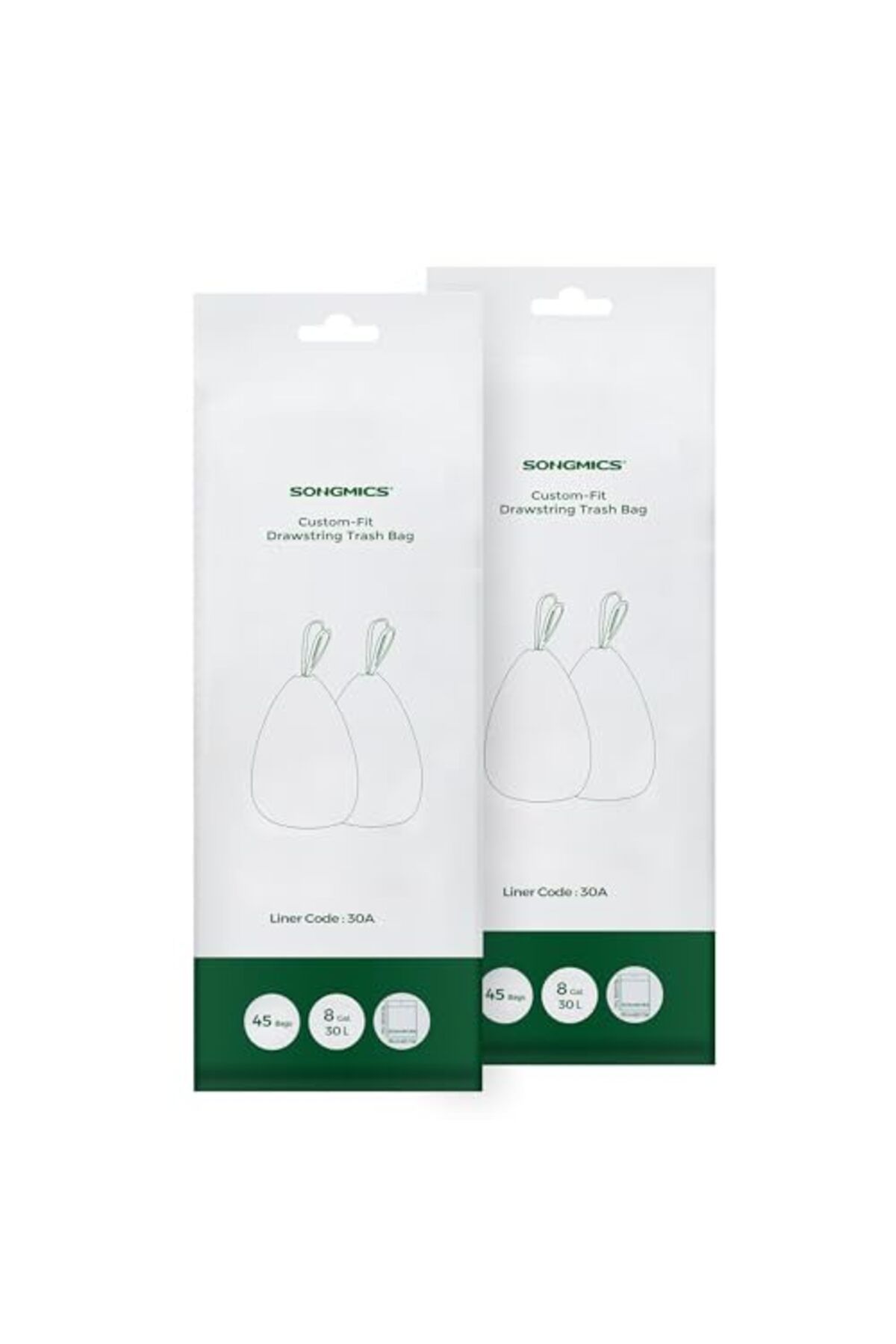 ShopZum Songmics İpli Çöp Torbaları, Kesim, 60L Çift Çöp Kovaları 30L Çöp Torbaları, Astar Kodu 30A, 2 Rulo