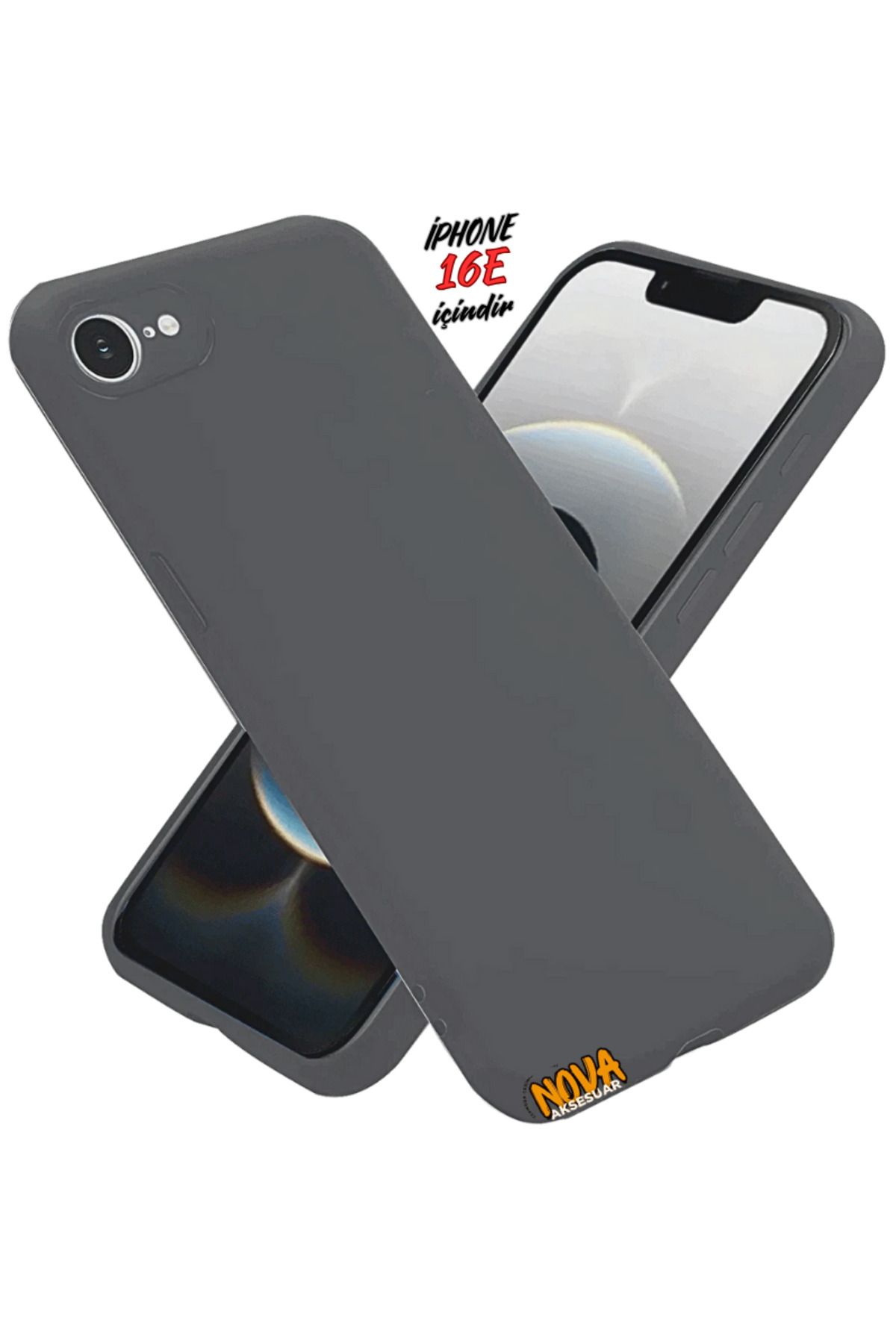 cepmoda iPhone 16E Kılıf | Yumuşak Ince Slim Soft Silikon Yerli Üretim Kapak - GRİ