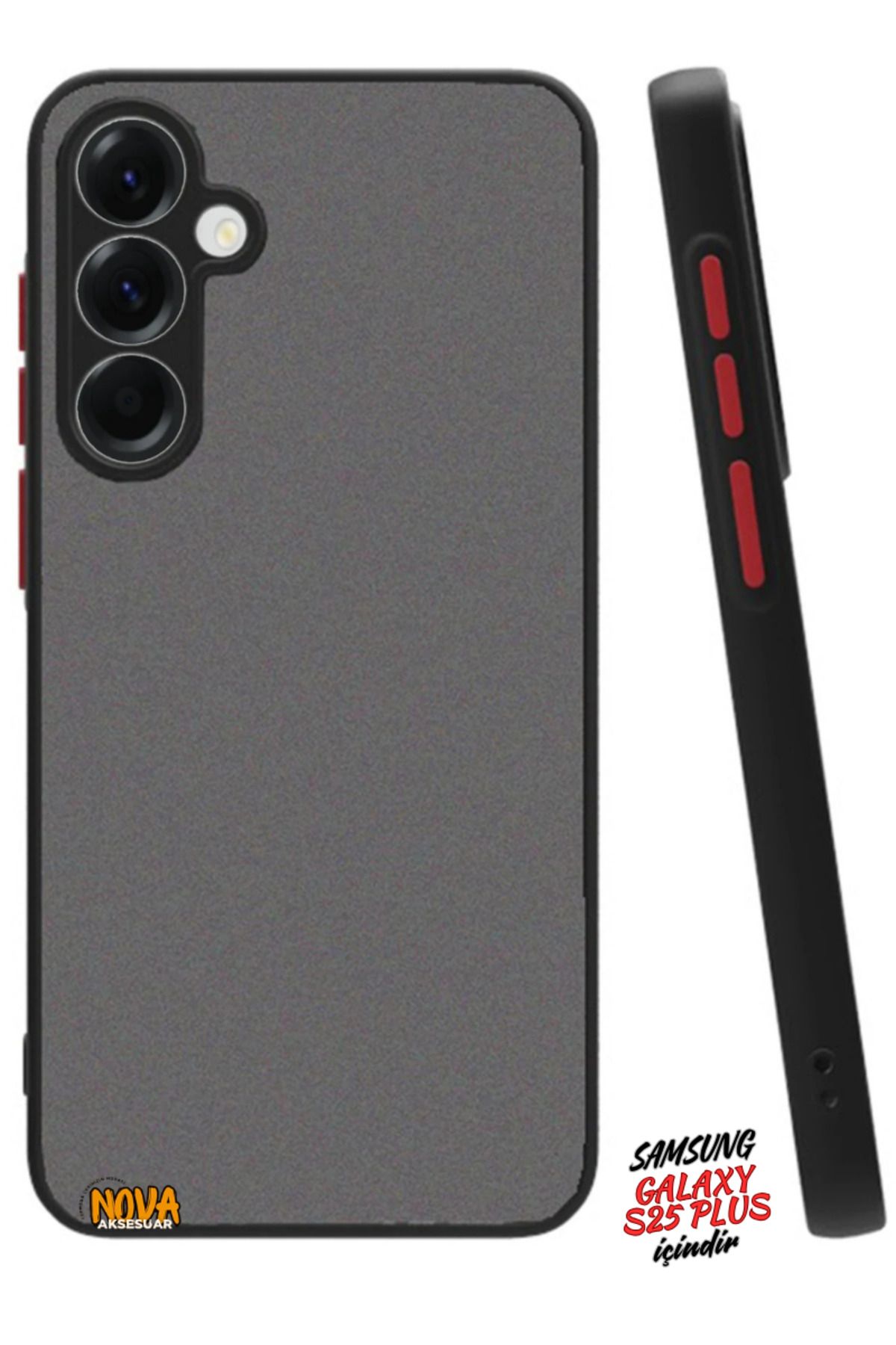 cepmoda SAMSUNG GALAXY S25 PLUS - Yanları Soft Silikon Arkası Mat Yarı Saydam Kapak/Kılıf - Siyah