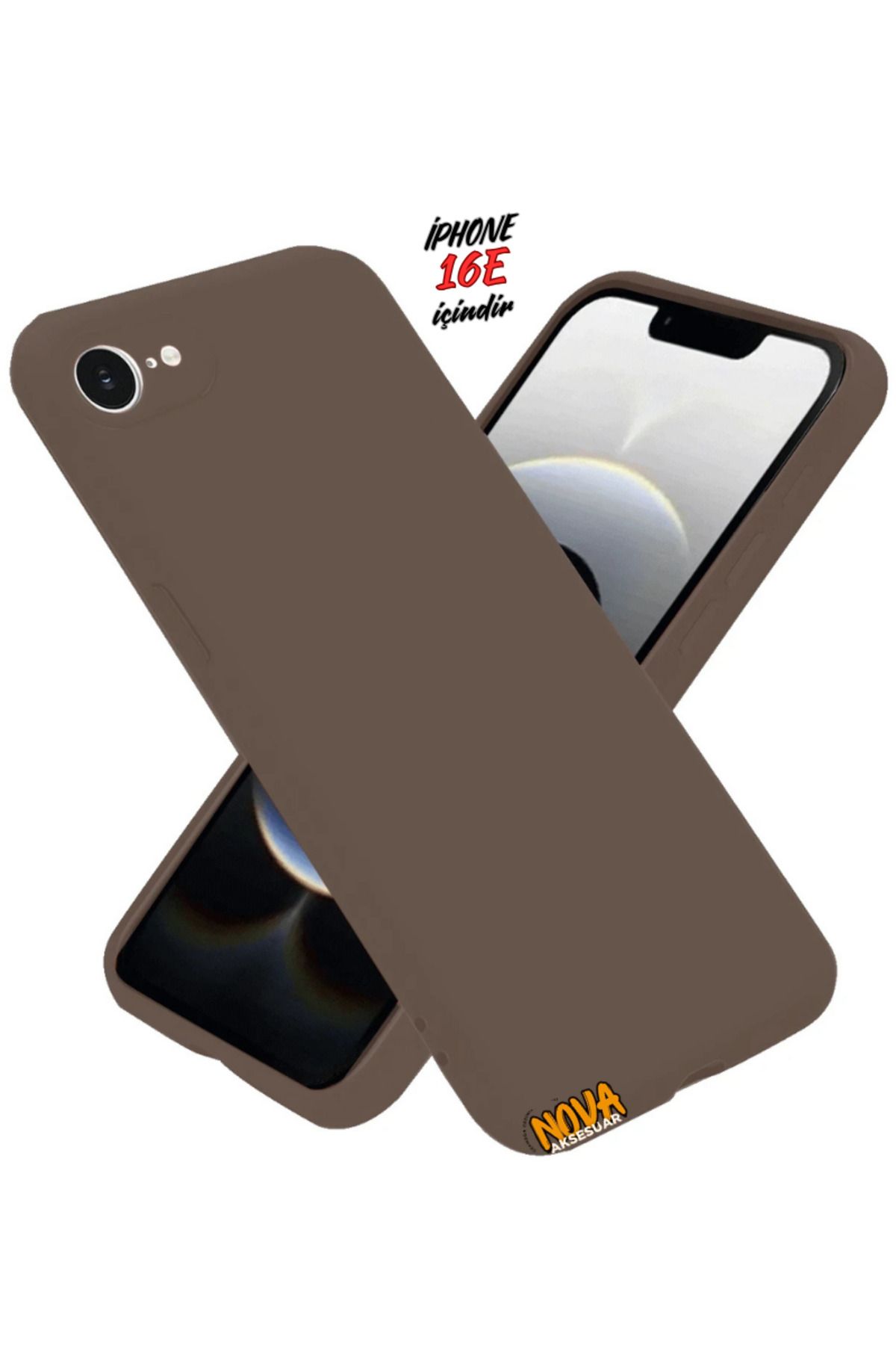 cepmoda iPhone 16E Kılıf | Yumuşak Ince Slim Soft Silikon Yerli Üretim Kapak - KAHVERENGİ