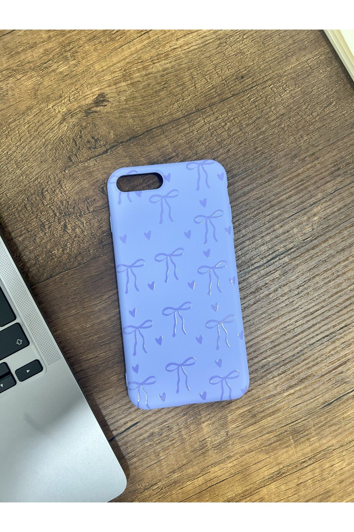 HZR İphone 7/8 Plus Mavi Kurdele Desenli Silikon Kılıf