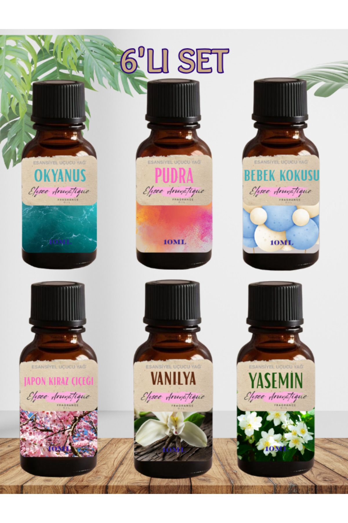 Elysee Aromatique 6'lı Set Esansiyel Uçucu Koku Yağı Difüzör Esansı Buhurdanlık Yağı Aromaterapi Yağı