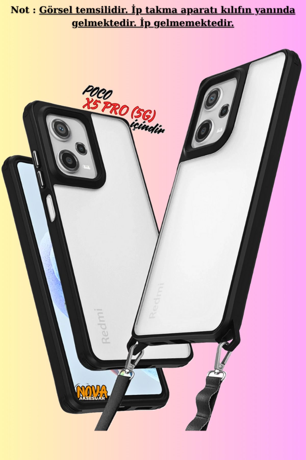 cepmoda Xiaomi POCO X5 PRO (5G) Uyumlu- Renkli Kenar Darbe Koruyucu Penta TPU Kapak/Kılıf - SİYAH