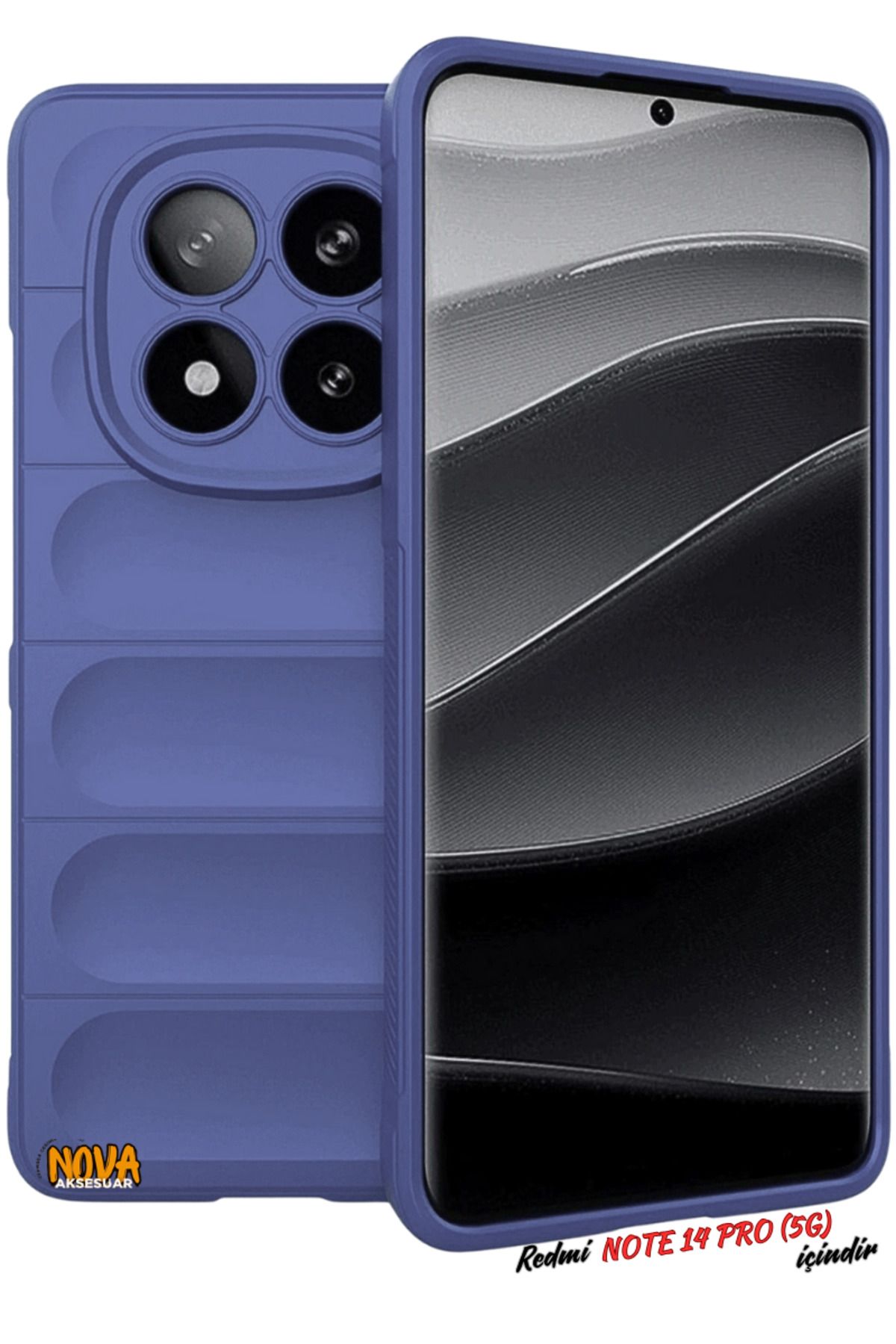 cepmoda XİAOMİ REDMİ NOTE 14 PRO (5G) kılıf Yumuşak Hatlı Dayanıklı iç Süet Kaplama Strong Kapak - LACİVERT