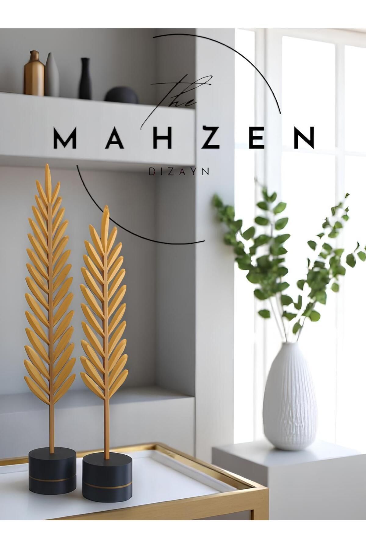 Mahzn Dizayn Modern Dekoratif Gold (Altın) Tüy Yaprak Seti – Ev Dekorasyonu Için Şık Ve Zarif İkili Aksesuar