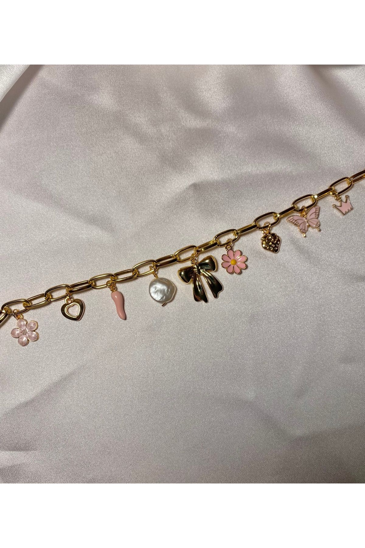 MODA Pembe Kurdele Kadın Charm Kolye