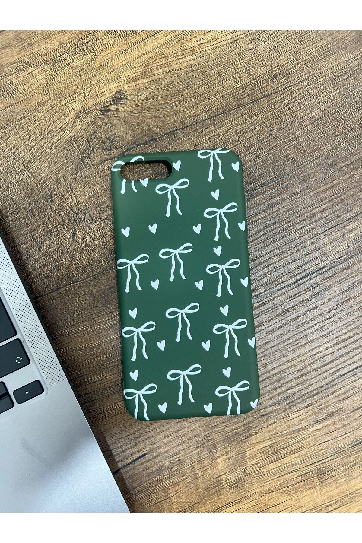 HZR İphone 7/8 Plus Yeşil Kurdele Desenli Silikon Kılıf