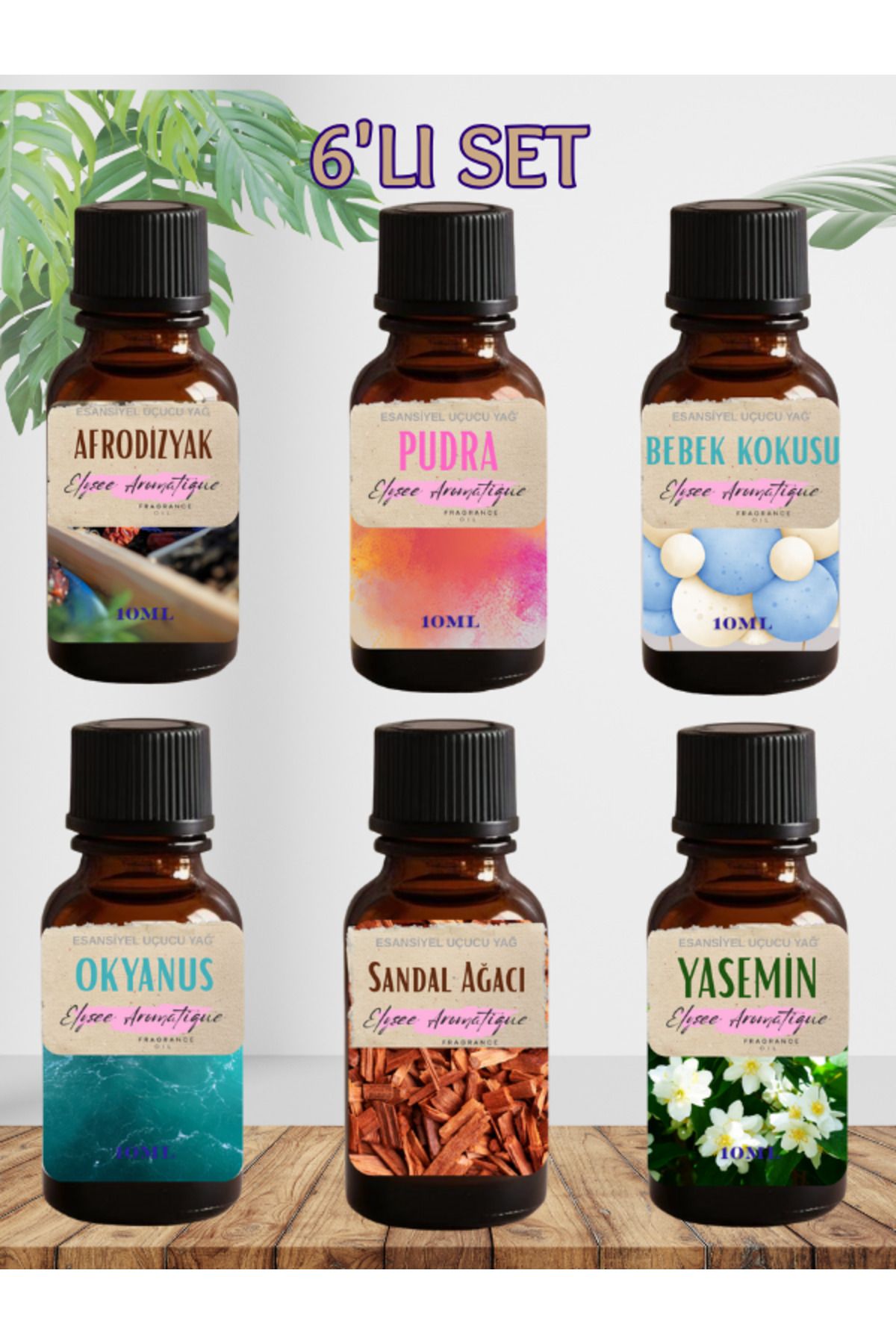 Elysee Aromatique 6'lı Set Esansiyel Uçucu Koku Yağı Difüzör Esansı Buhurdanlık Yağı Aromaterapi Yağı