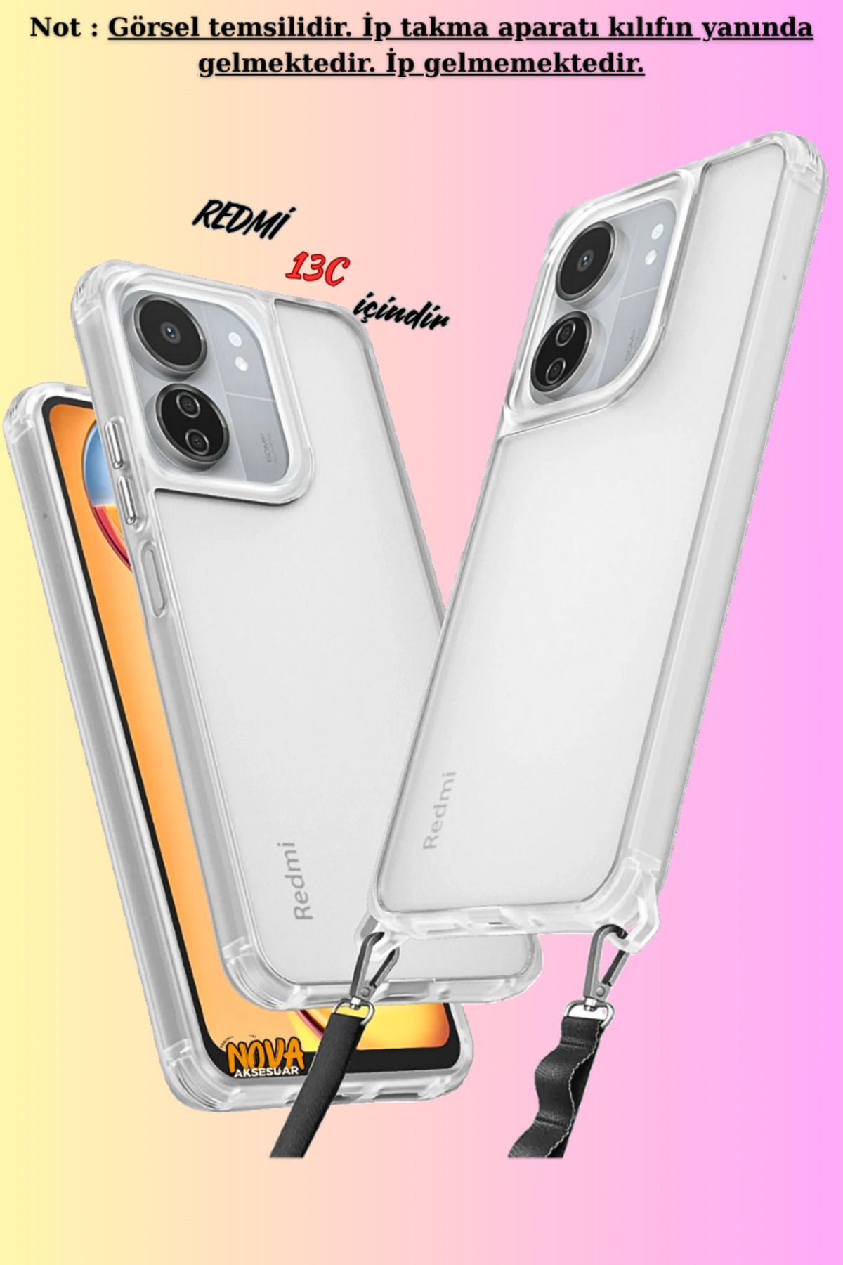 cepmoda Xiaomi REDMİ 13C / POCO C65 - Renkli Kenar Darbe Koruyucu Penta TPU Kapak/Kılıf - ŞEFFAF