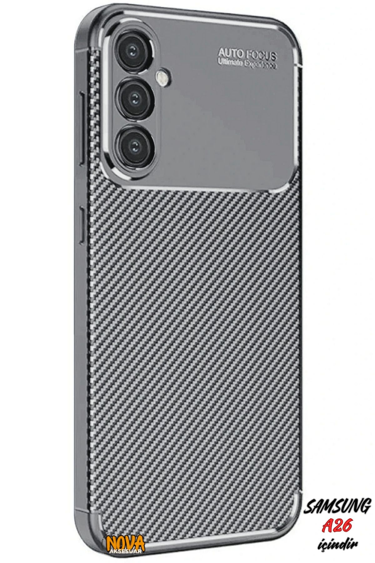 cepmoda SAMSUNG GALAXY A26 - Focus Karbon Kapak/Kılıf - Yerli Üretim Lüx Karbon Görünüm - Gri